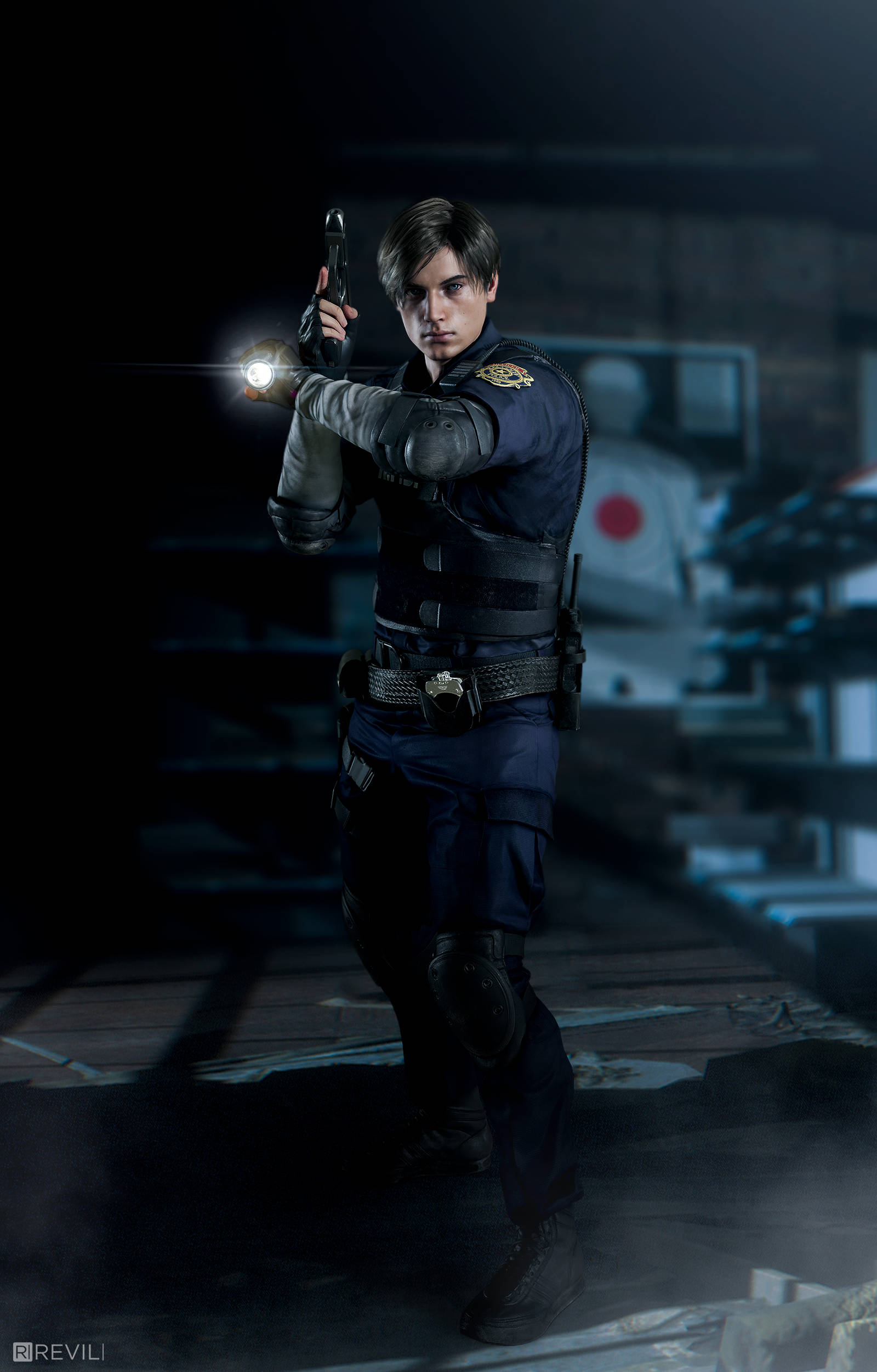 Resident Evil 2 Leon In The Dark Background