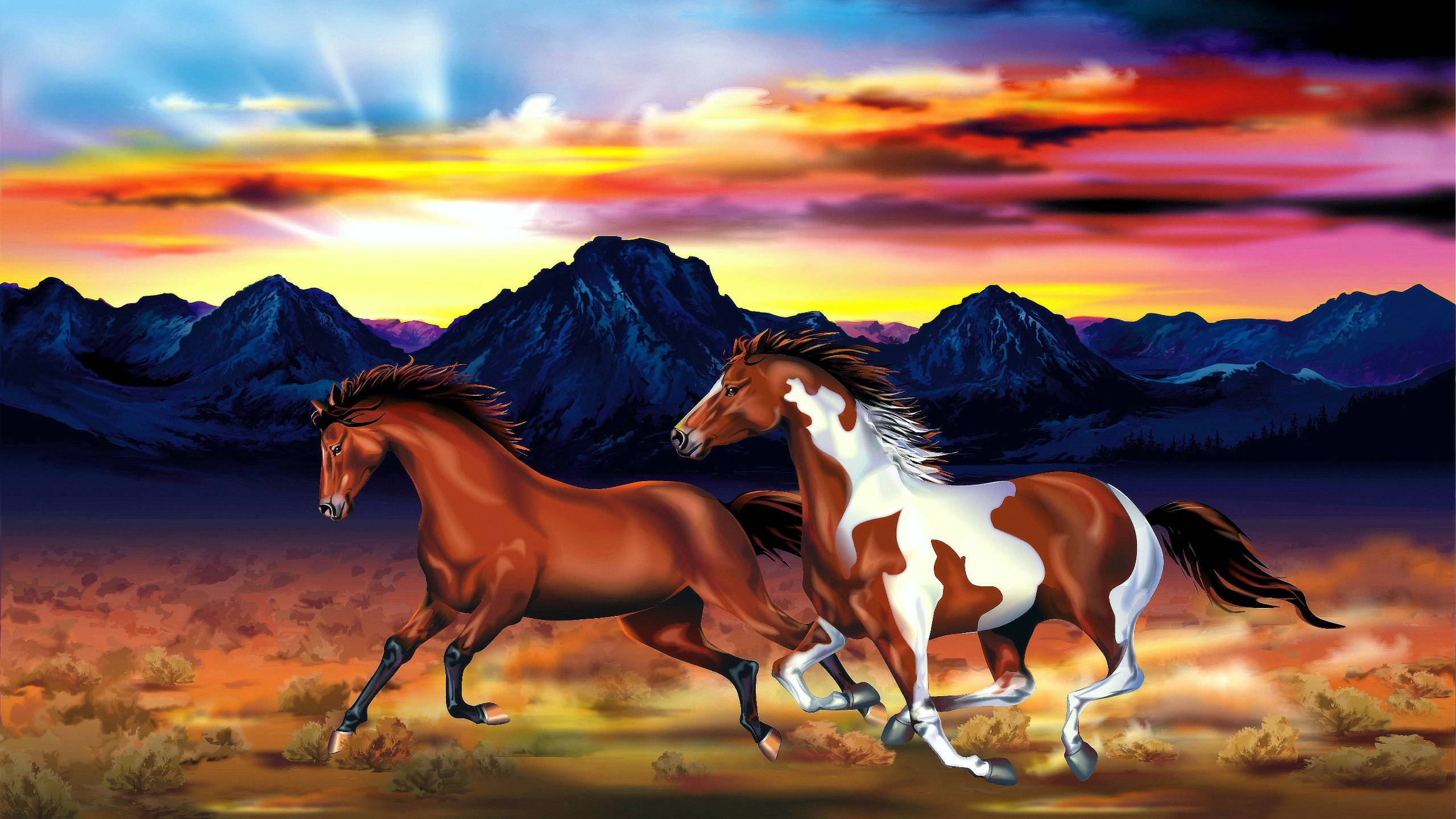 Download Running Horse Digital Artwork Wallpaper 