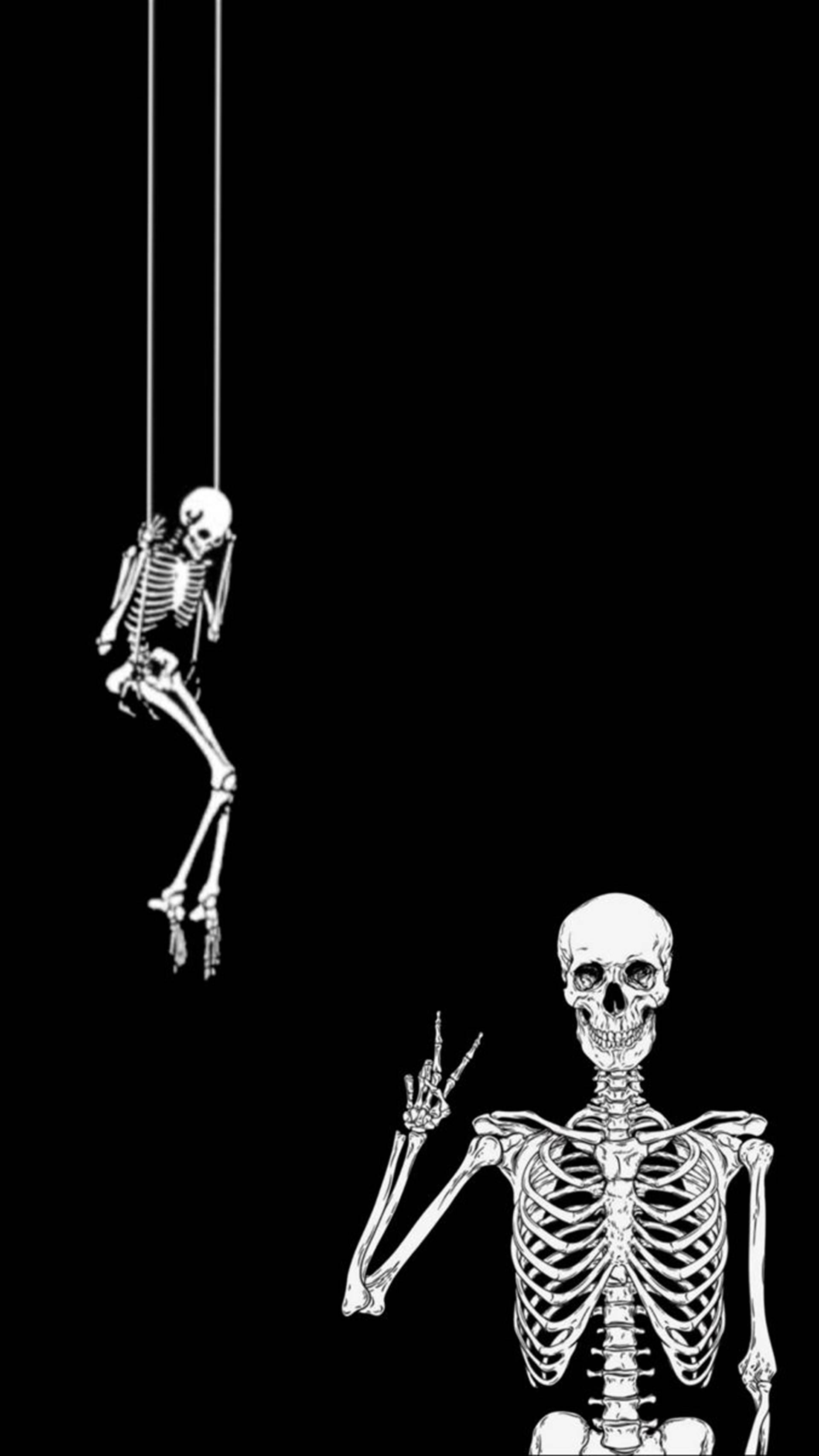 Sad And Happy Skeletons Background