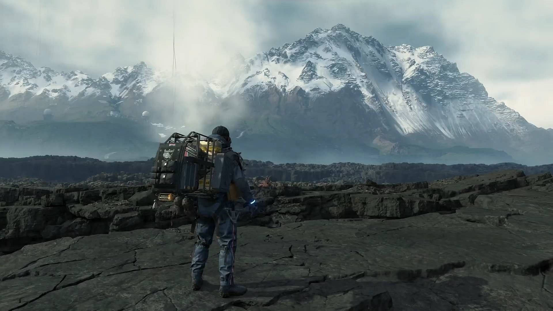 Sam On A Canyon Death Stranding Background