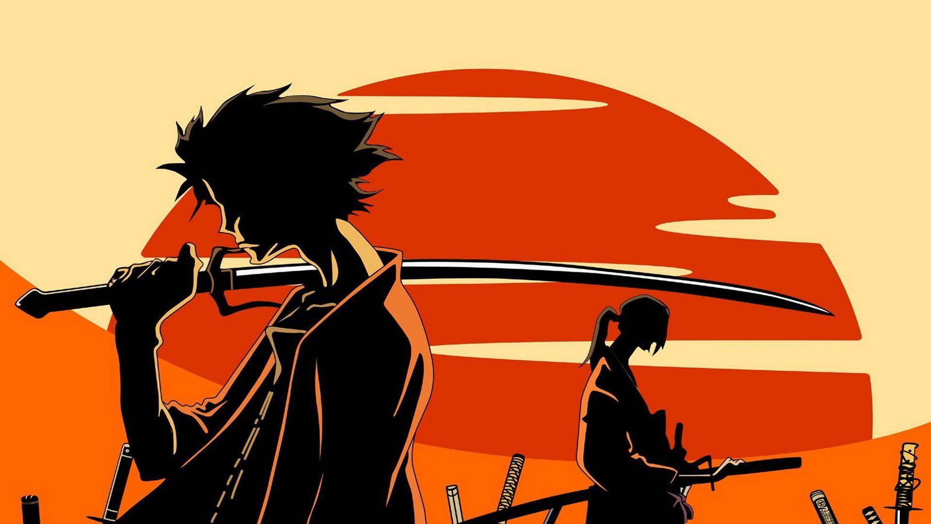 Samurai Champloo Mugen Jin Orange Sun Background