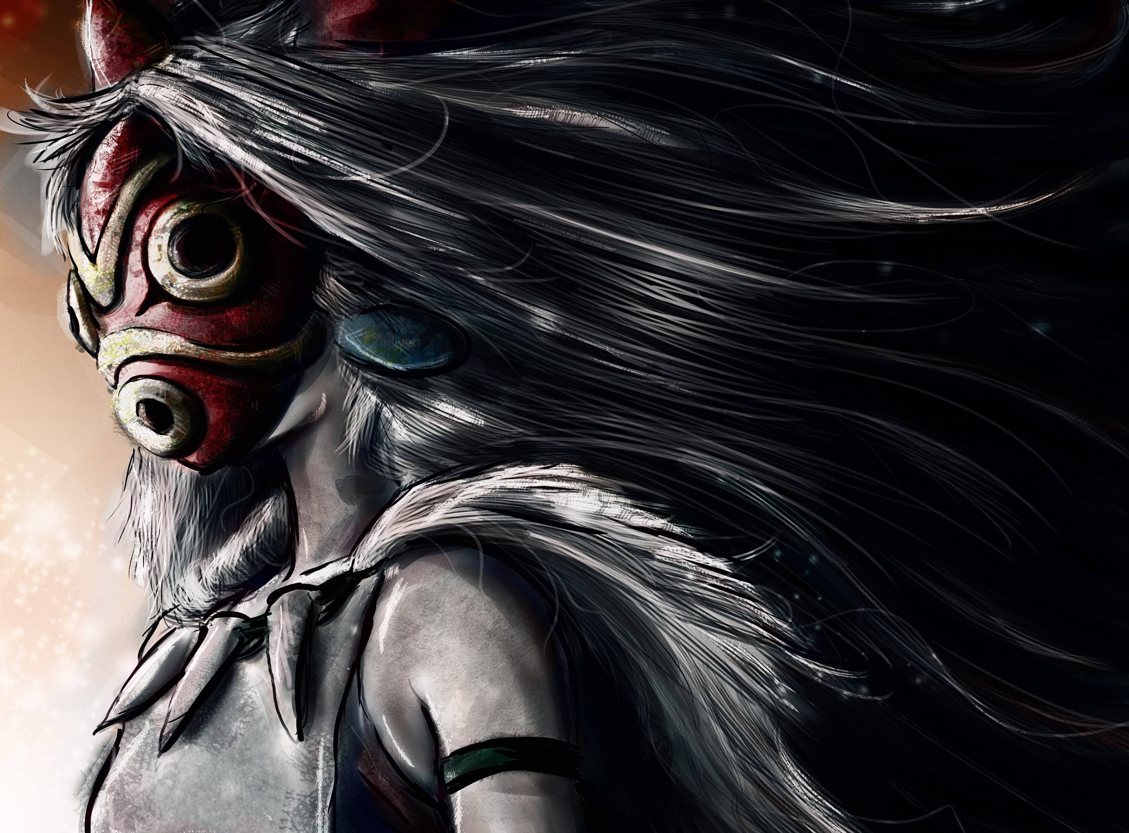 San Red Mask Princess Mononoke Background