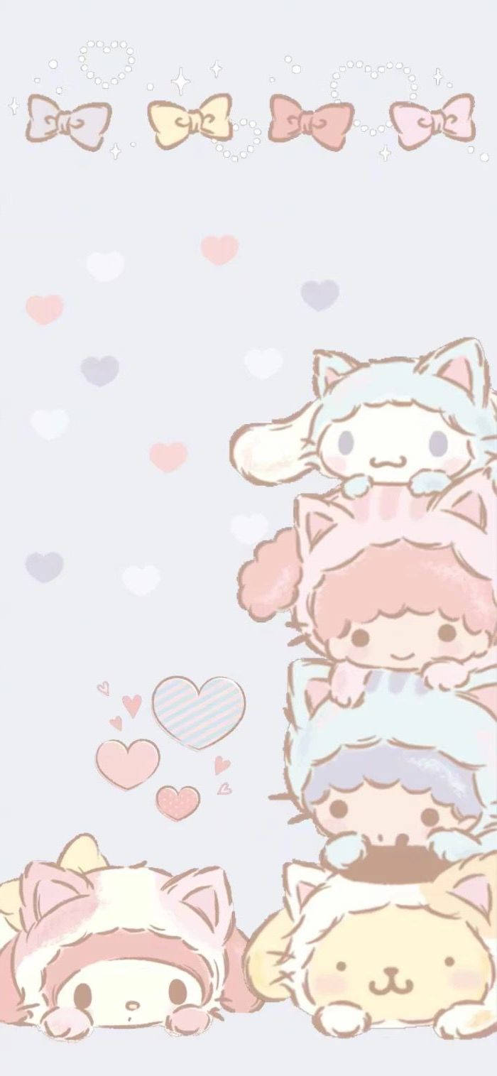 Sanrio Characters With Hearts Wallpaper