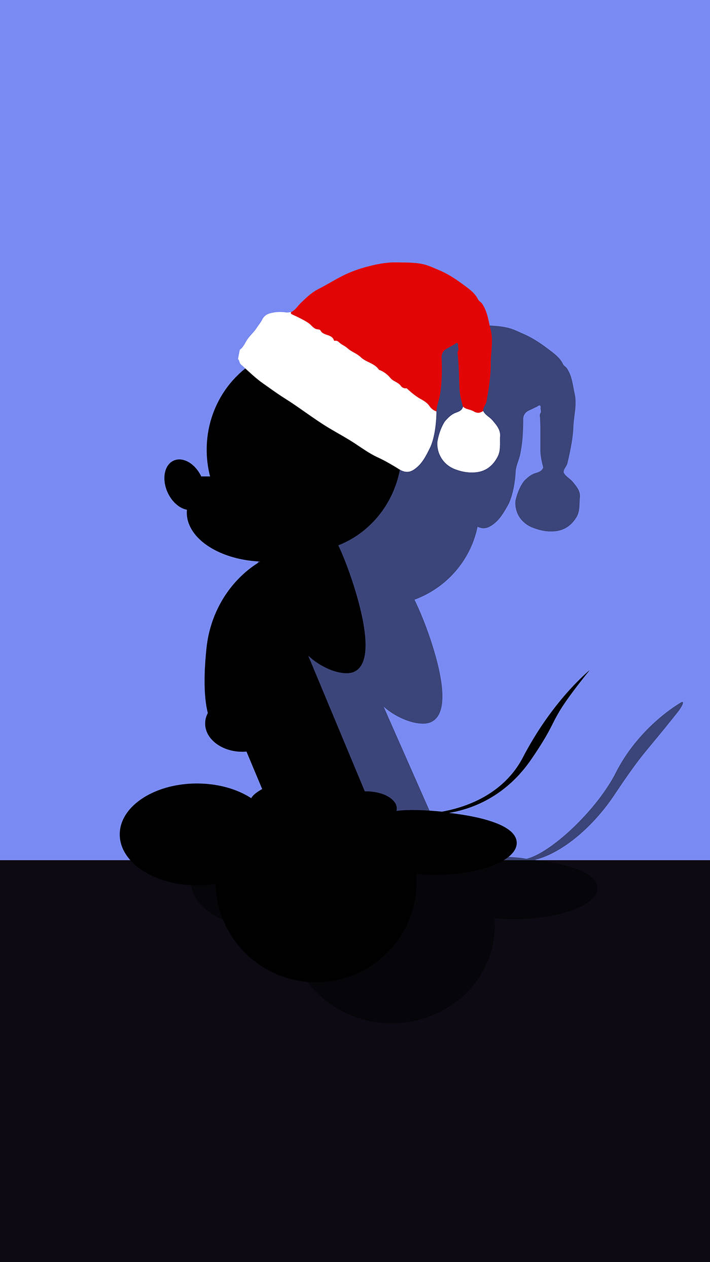 Santa Hat Mickey Mouse Shadow Background