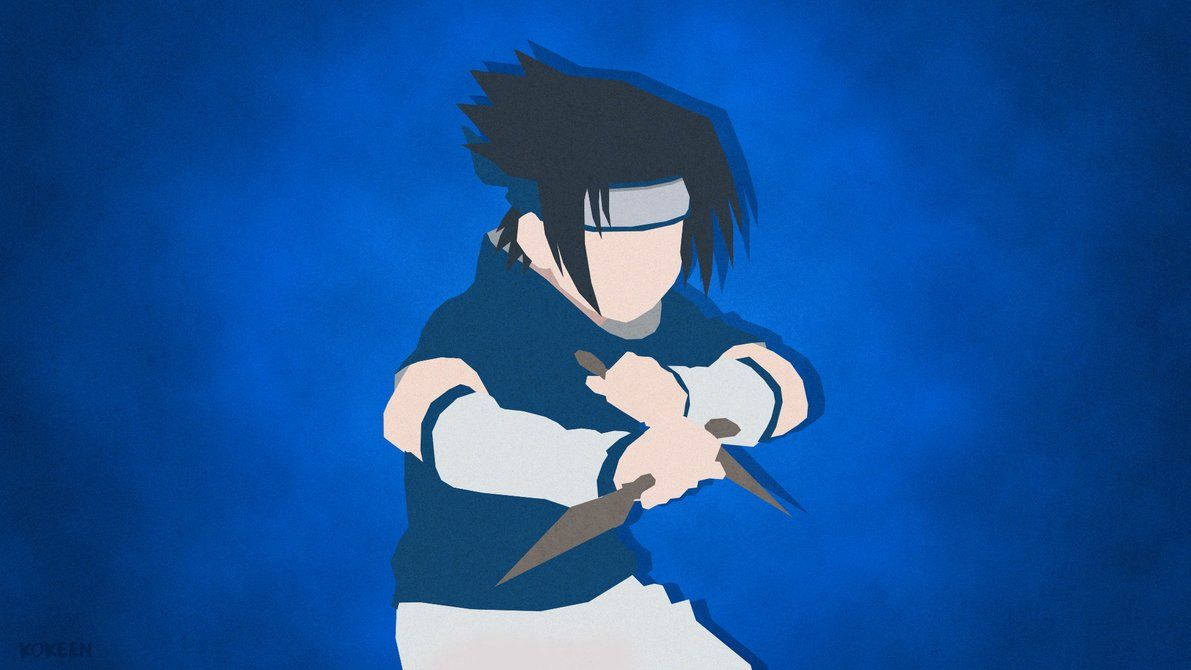 Sasuke Uchiha In Royal Blue Artwork Background