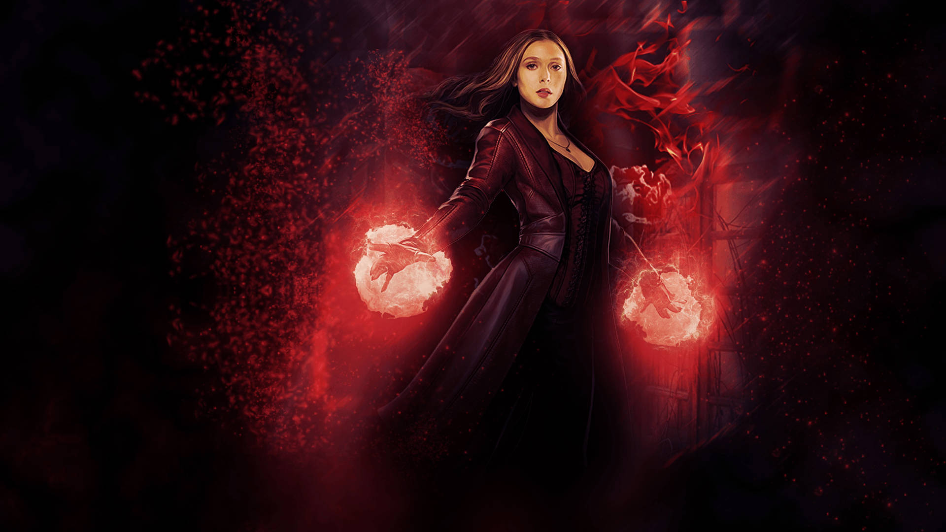 Scarlet Witch Flaming Hands Background