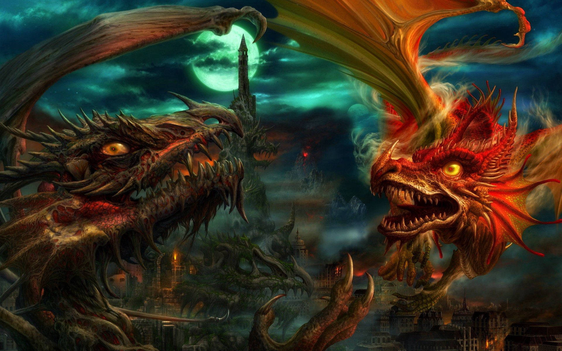 Scary Big Dragon Background