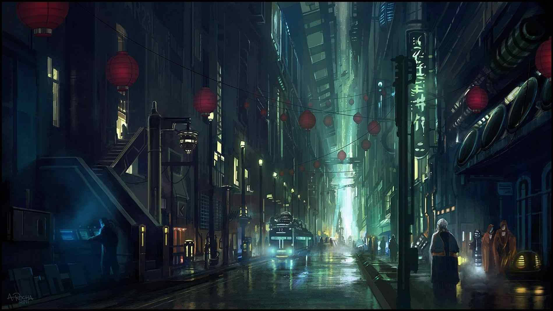 Science Fiction Anime City Background