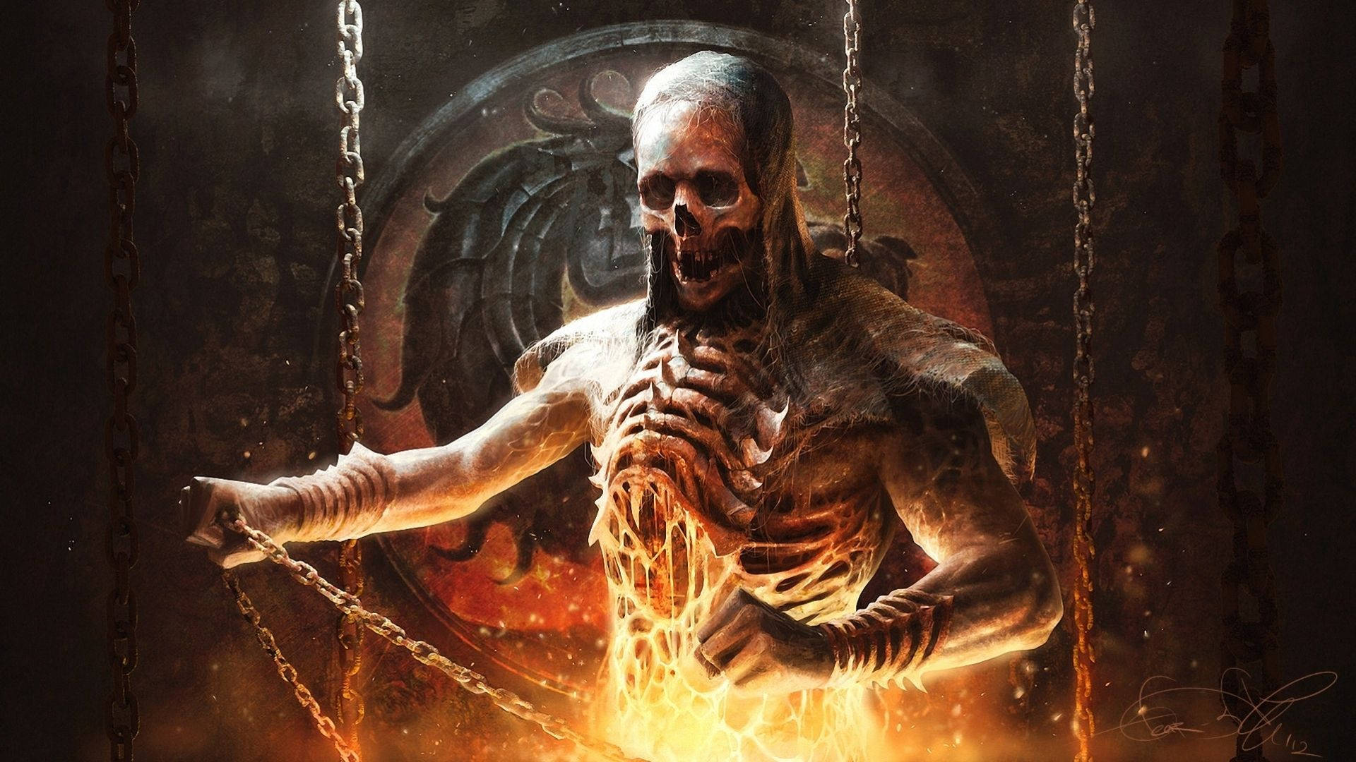 Scorpion Skeleton Mortal Kombat Background
