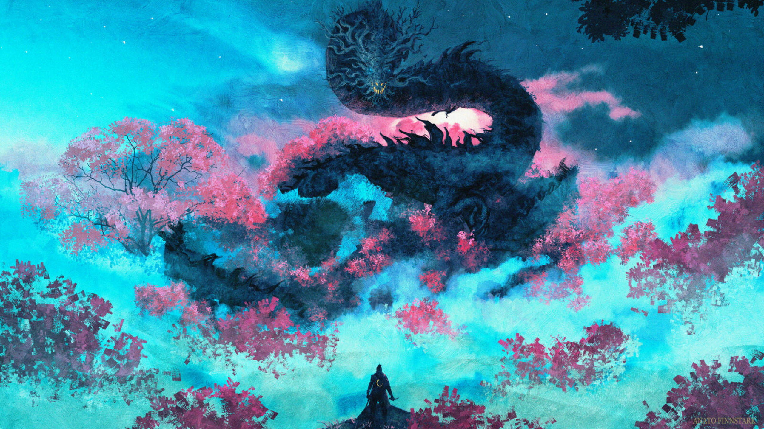 Sekiro And Dragon Painting Art Background