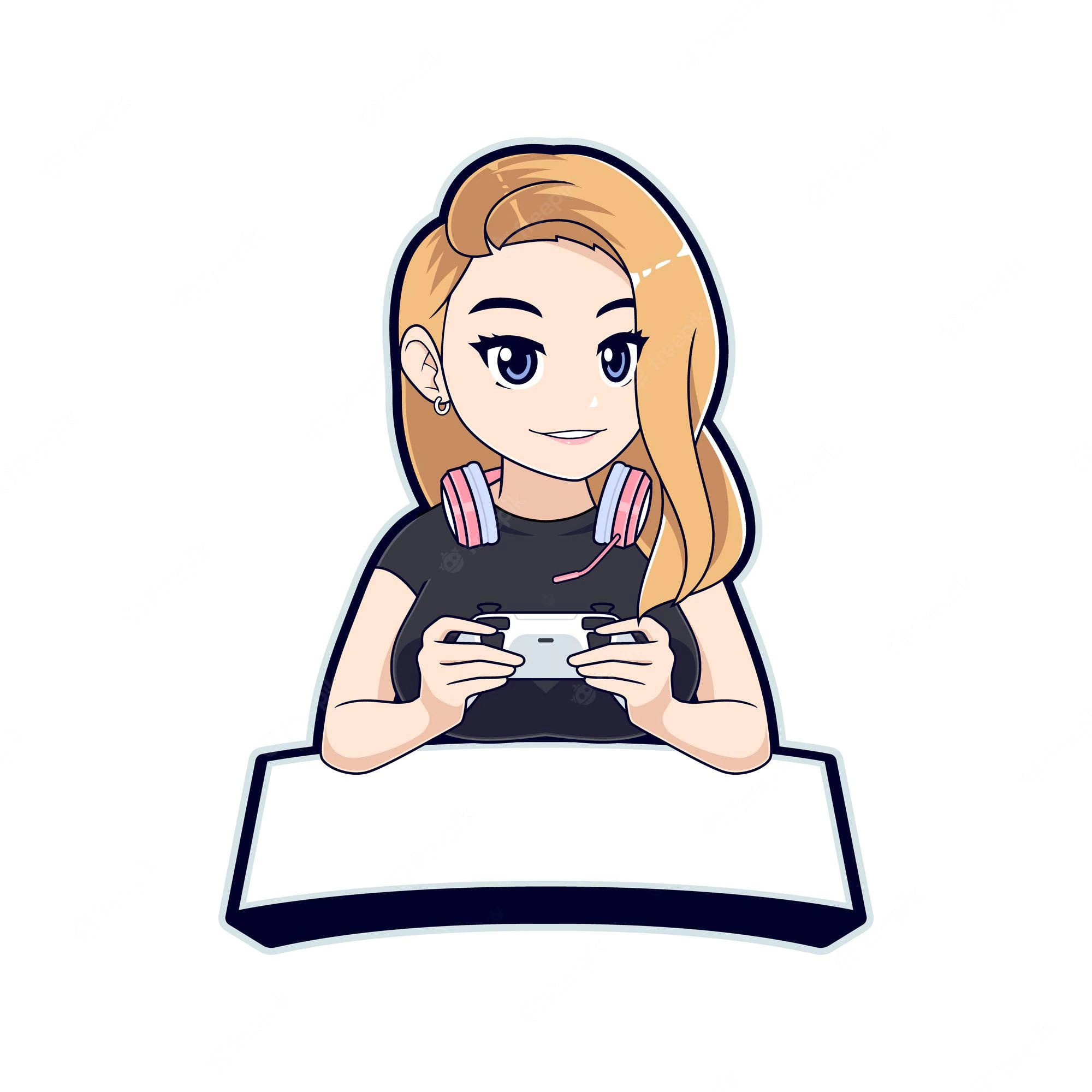 Download Simple Blonde Girl Gamer Logo Wallpaper 