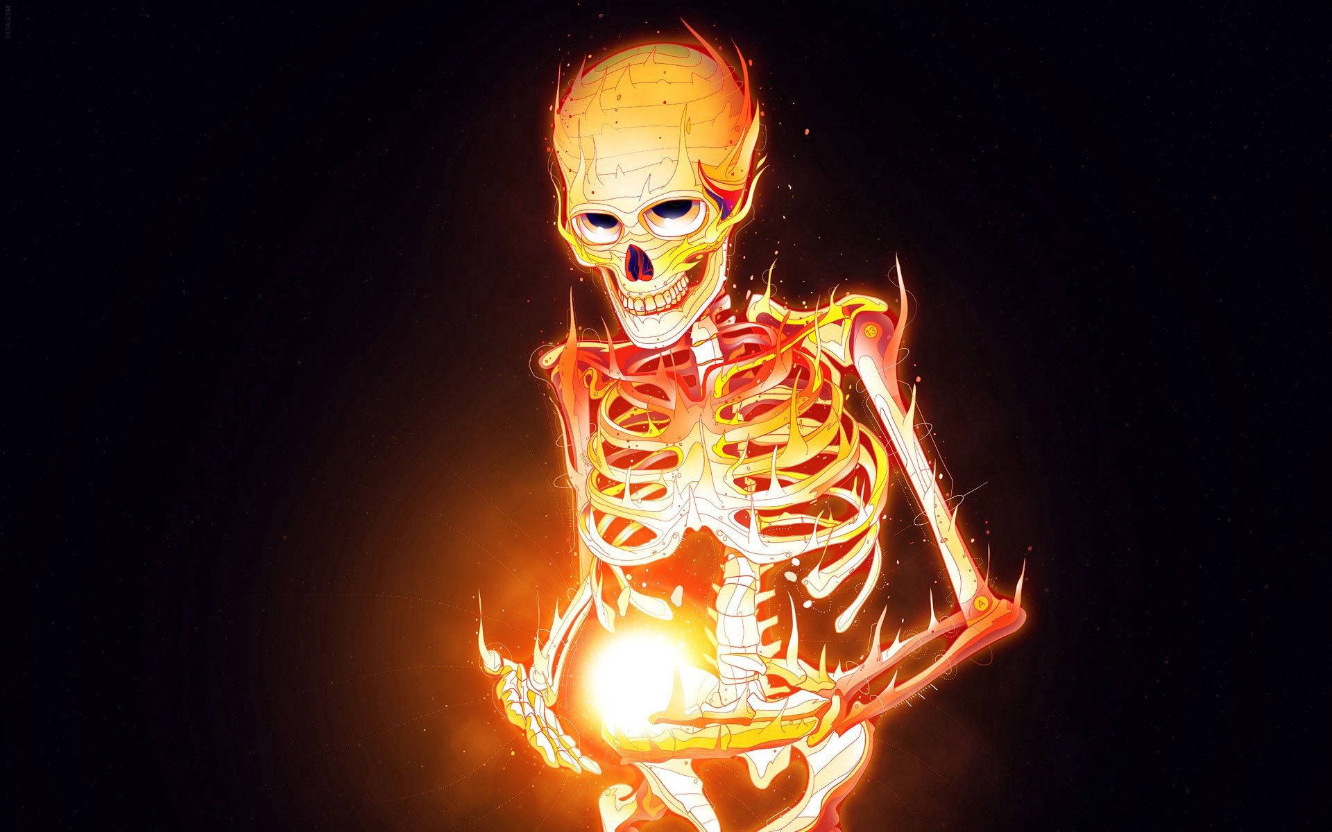 Skeleton Ball Of Fire Background