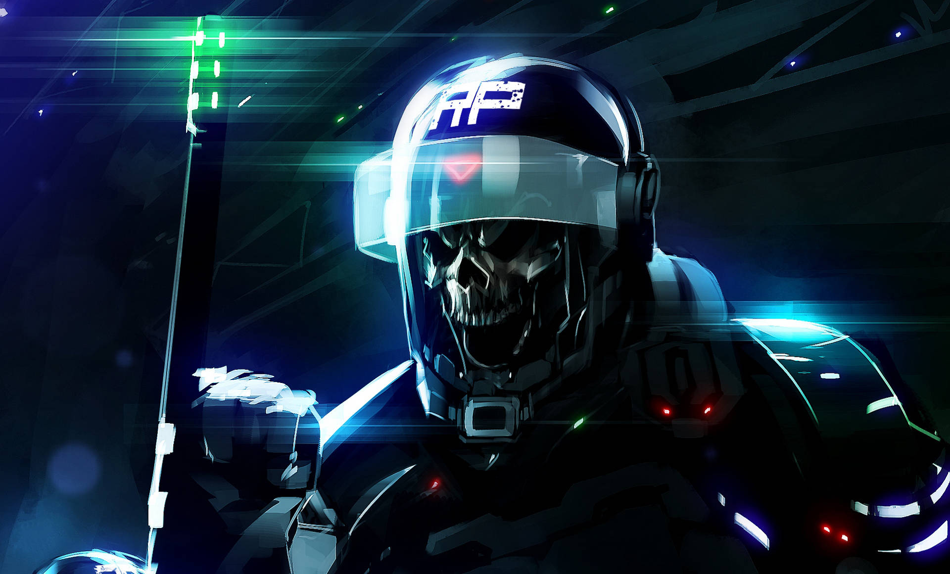 Skeleton Player Wearing Helmet Background