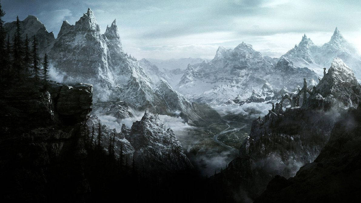 Skyrim Icy Mountains Background