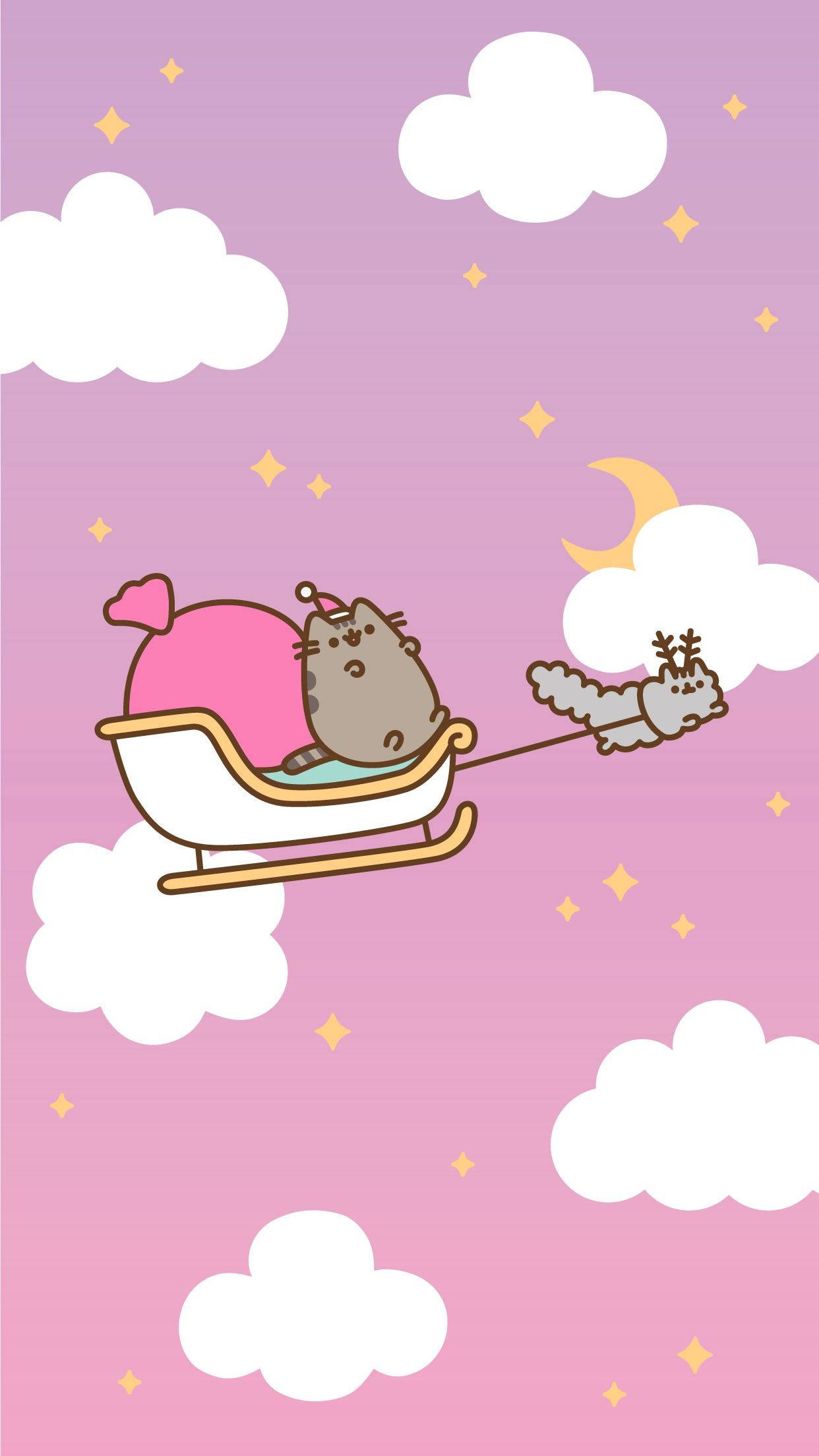 Sleigh Ride With Pusheen And Stormy Background