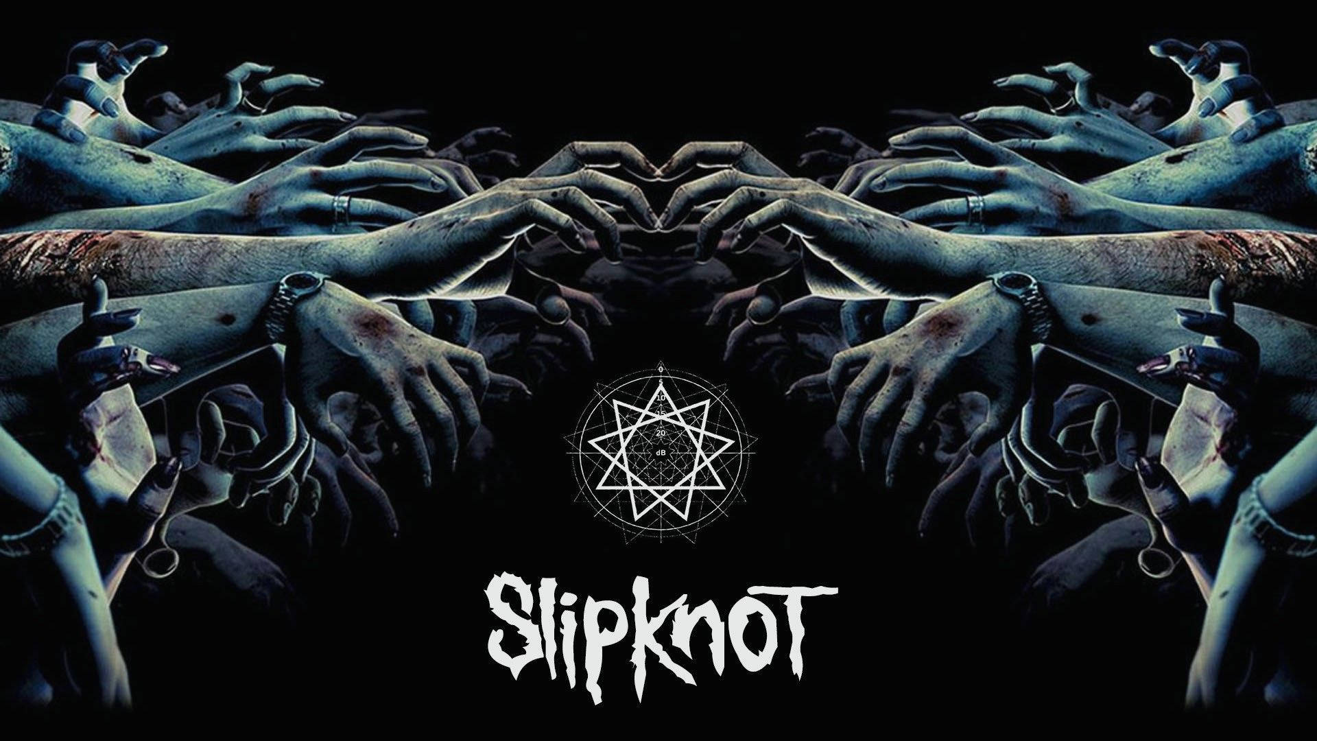 Slipknot Logo With Hands Reaching Background
