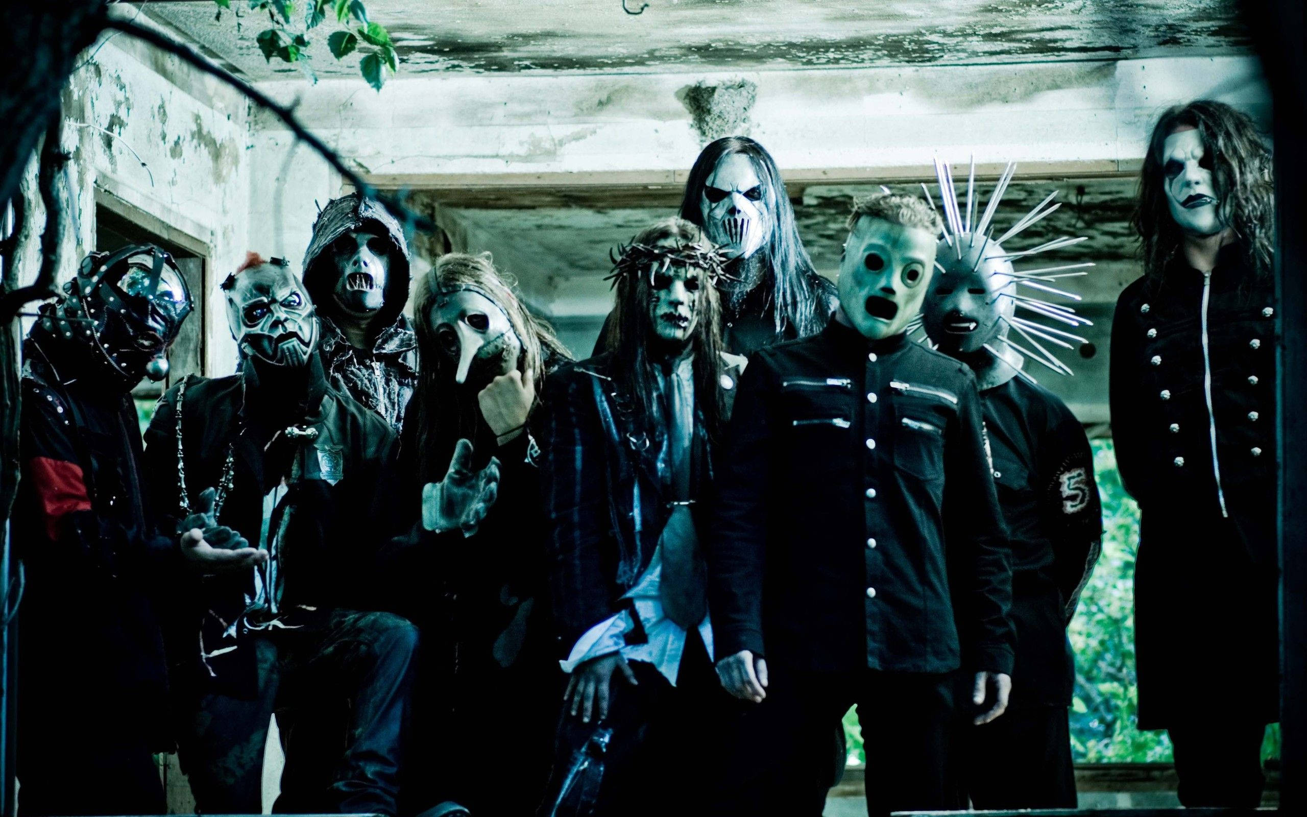 Slipknot Members At Abandoned Building Background