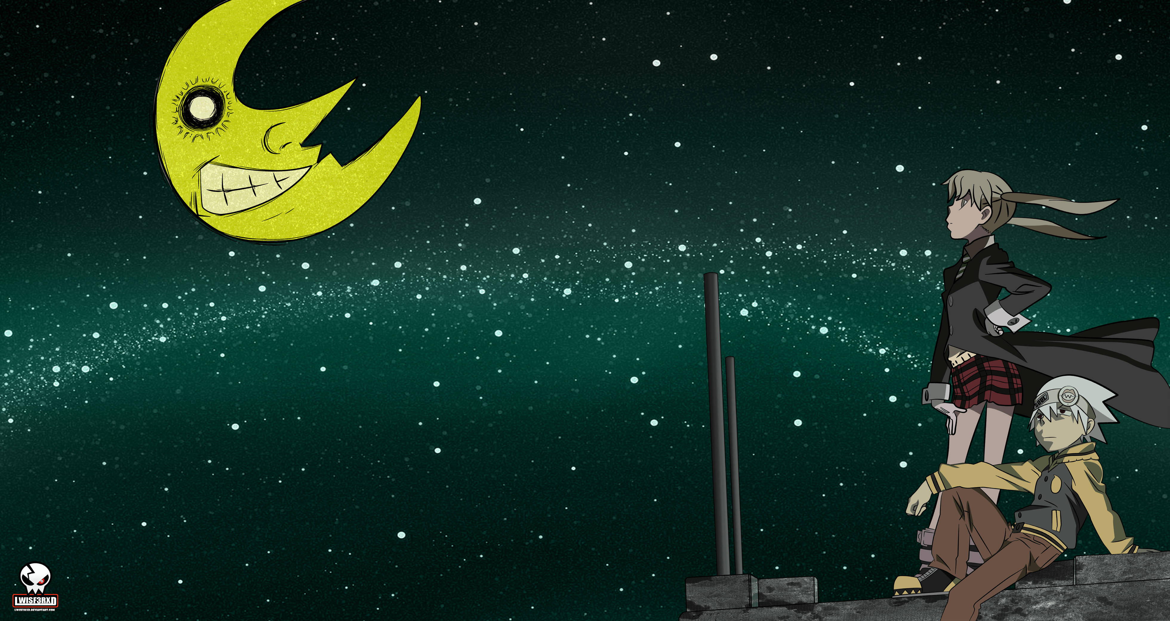 Soul Eater Maka And Soul Moon Background