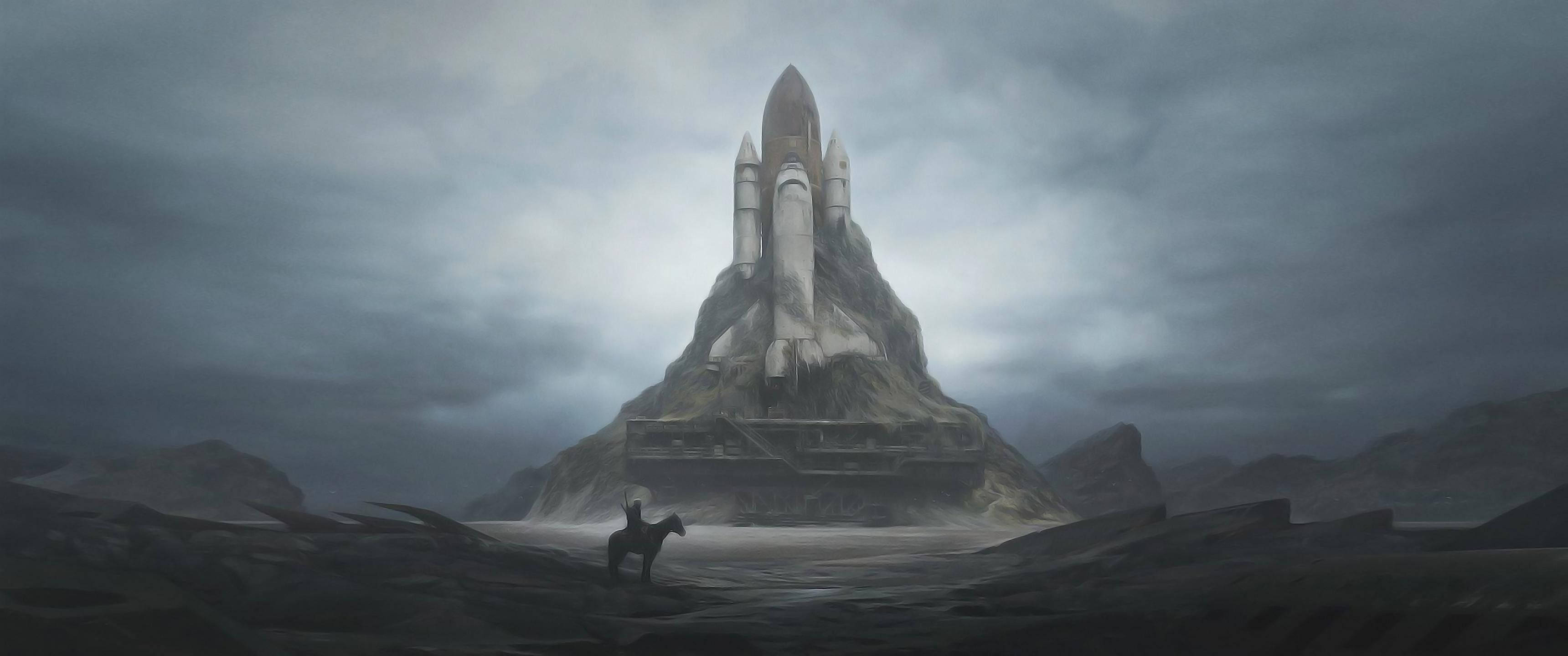 Space Rocket Digital Art Background