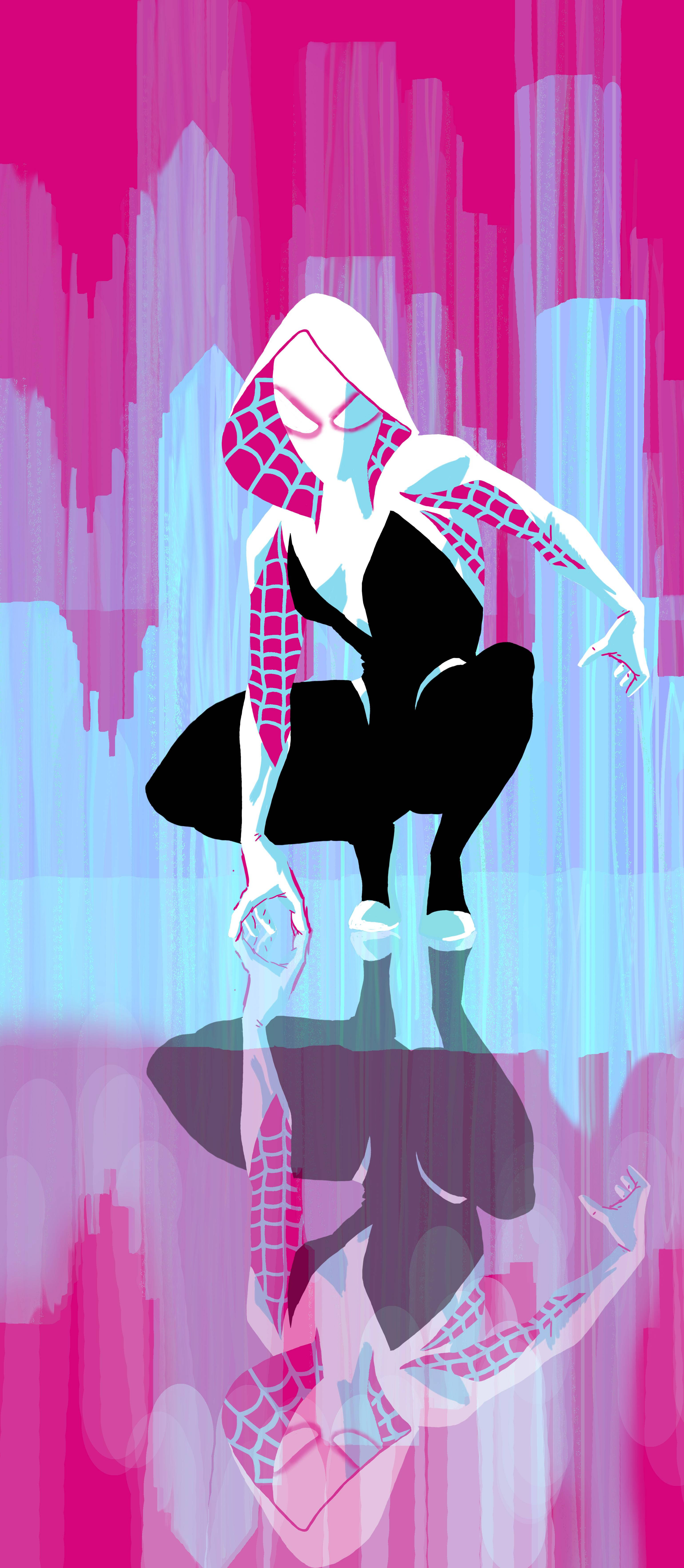 Spider Gwen Reflection Mobile Art Background