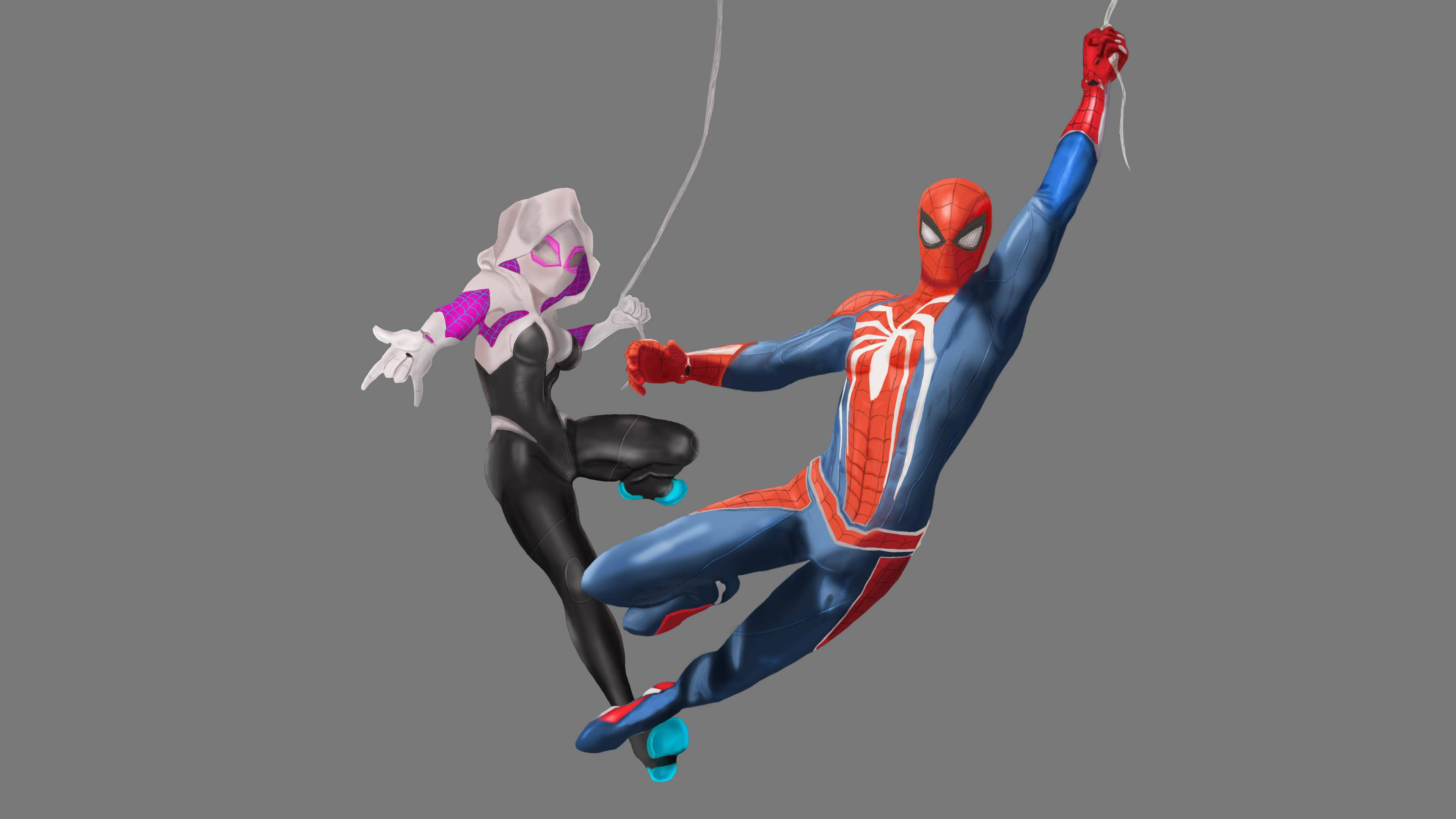 Spider Gwen With Spider Man Background