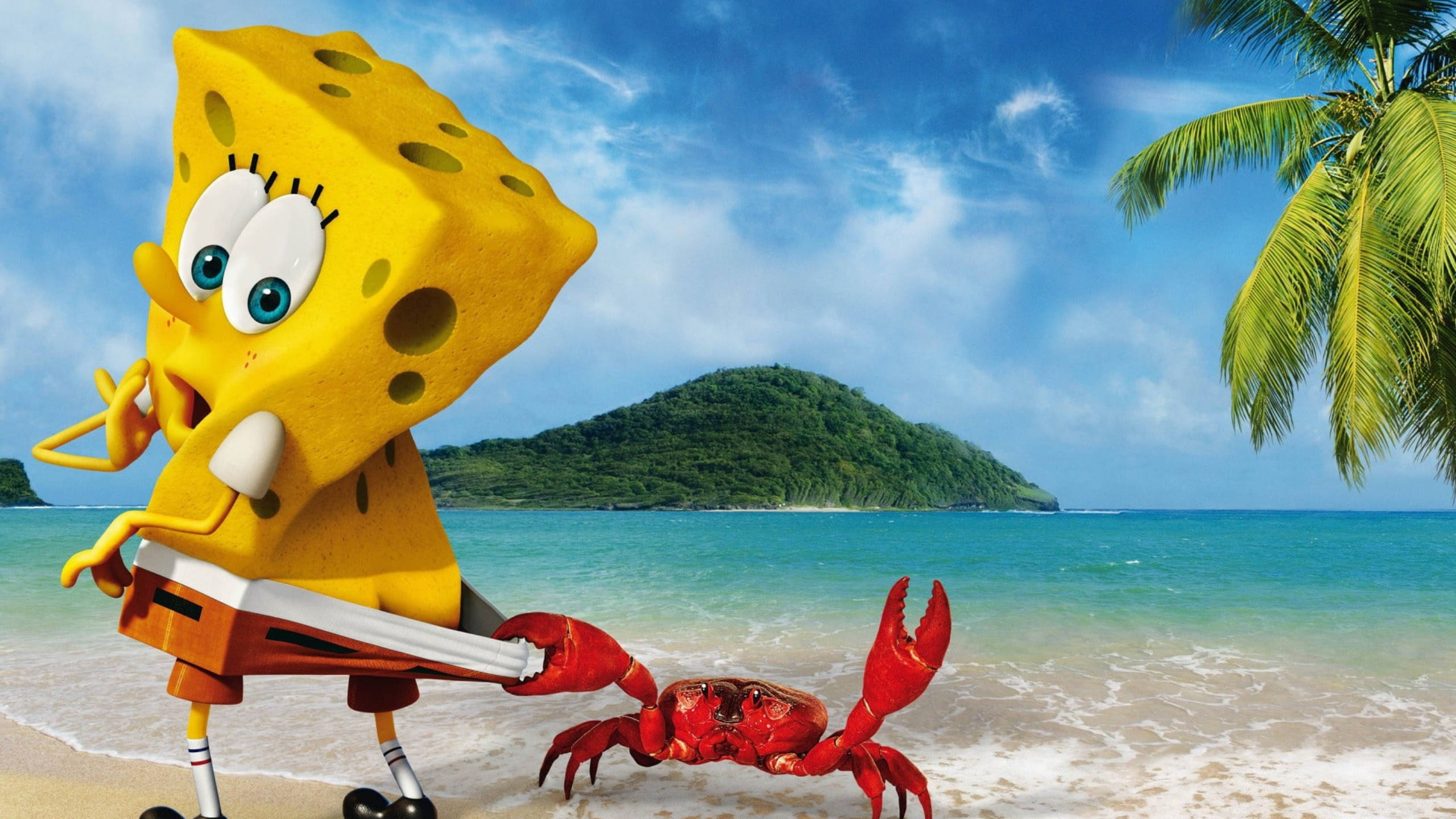 Spongebob And Crab In 3d Background