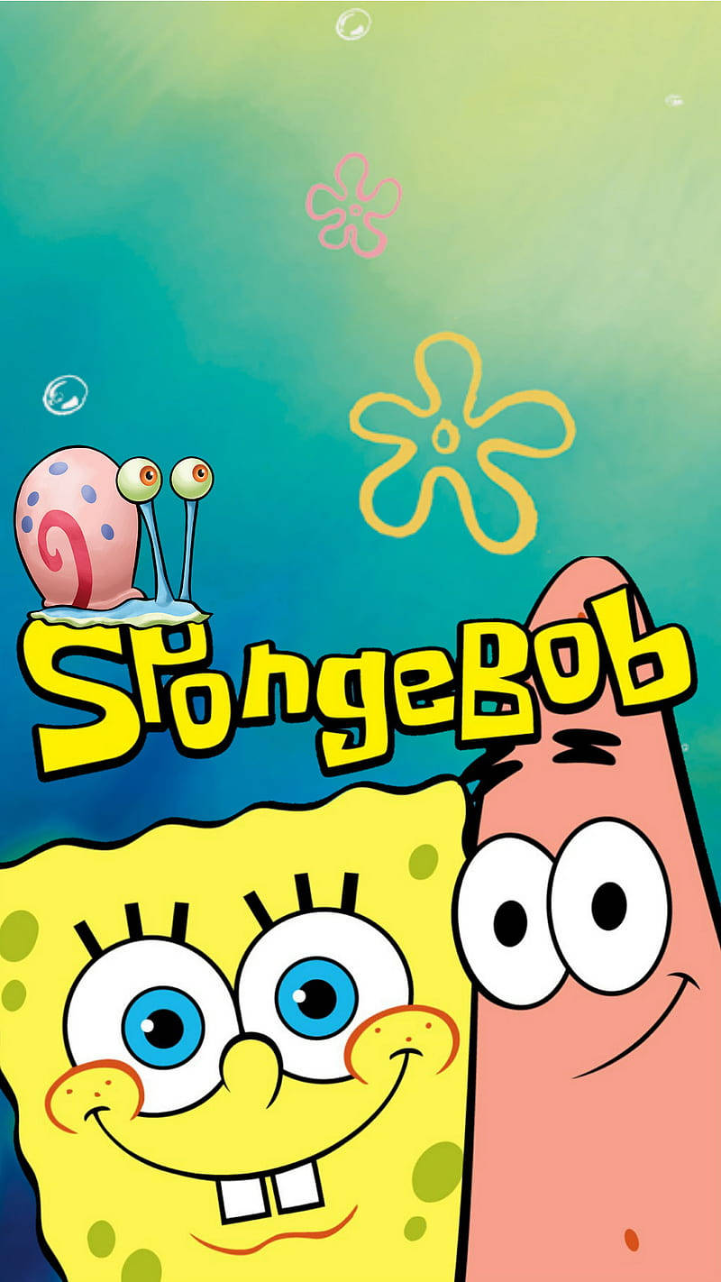 Download Spongebob And Patrick With Logo Wallpaper Wallpapers Com