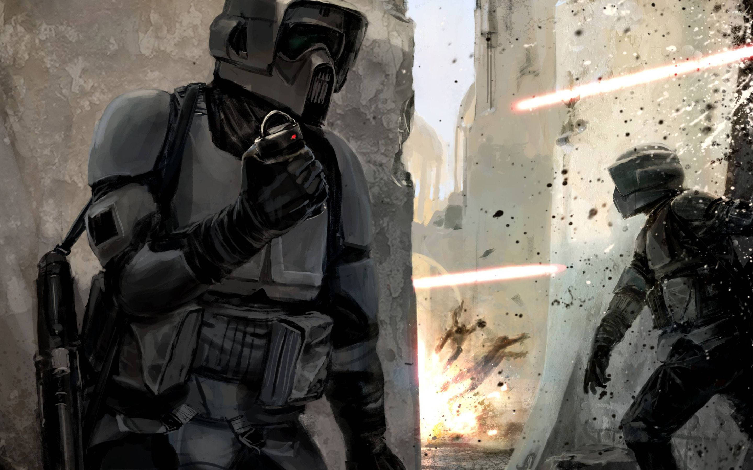 Stormtroopers Encounter Battle Art Background