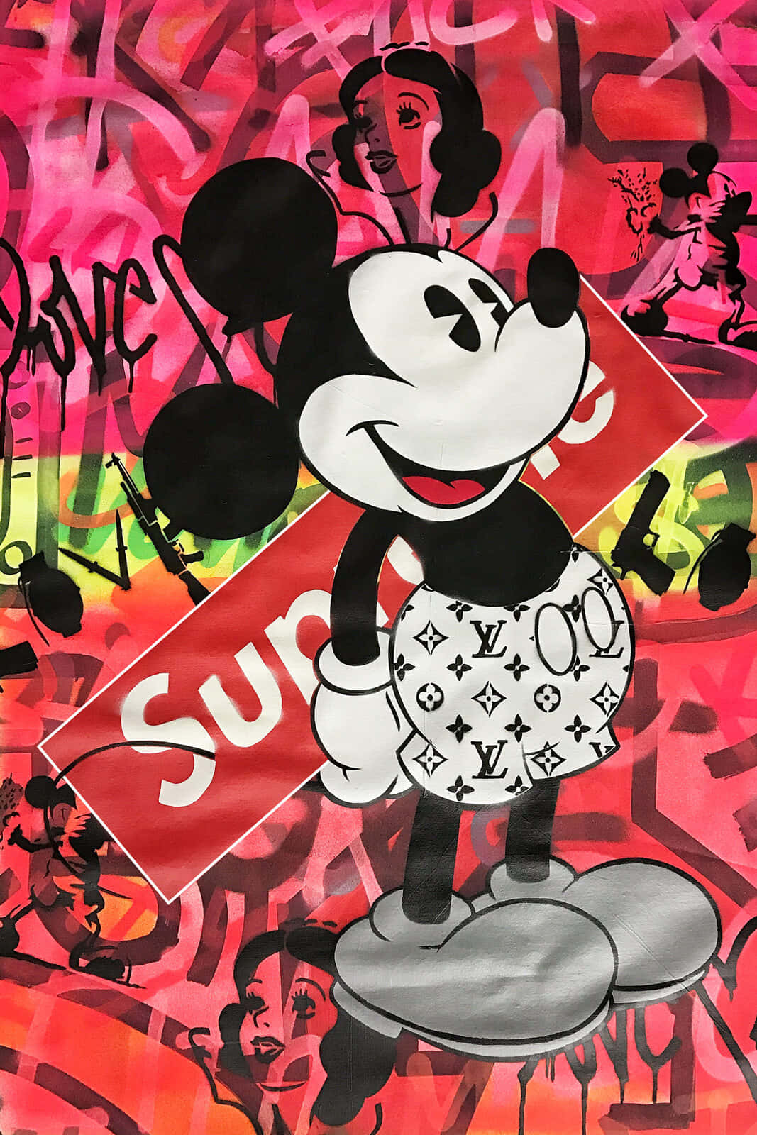 Download Supreme Mickey Mouse - An Iconic Collaboration Wallpaper