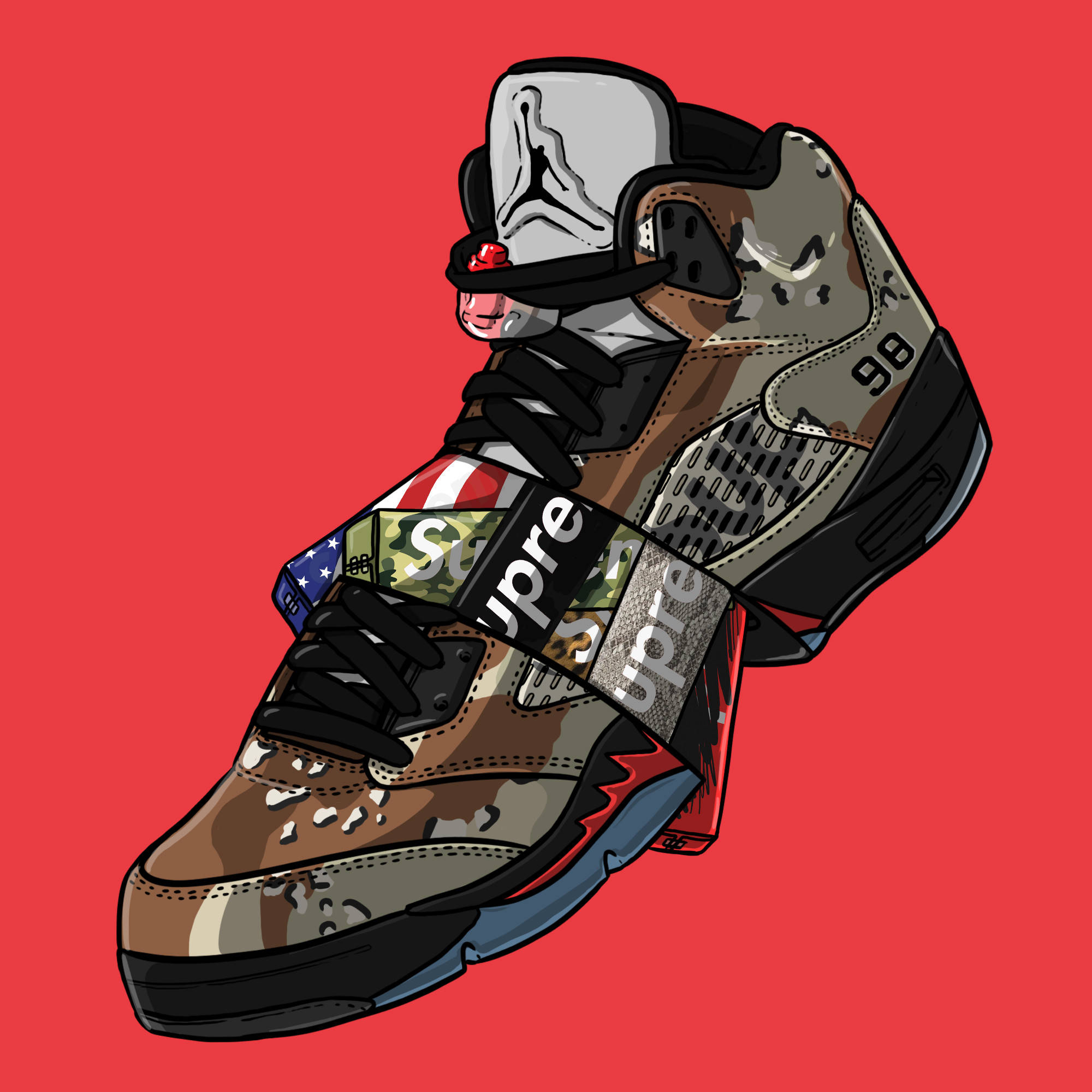 Download Supreme Sneaker Cartoon Shoe Wallpaper 