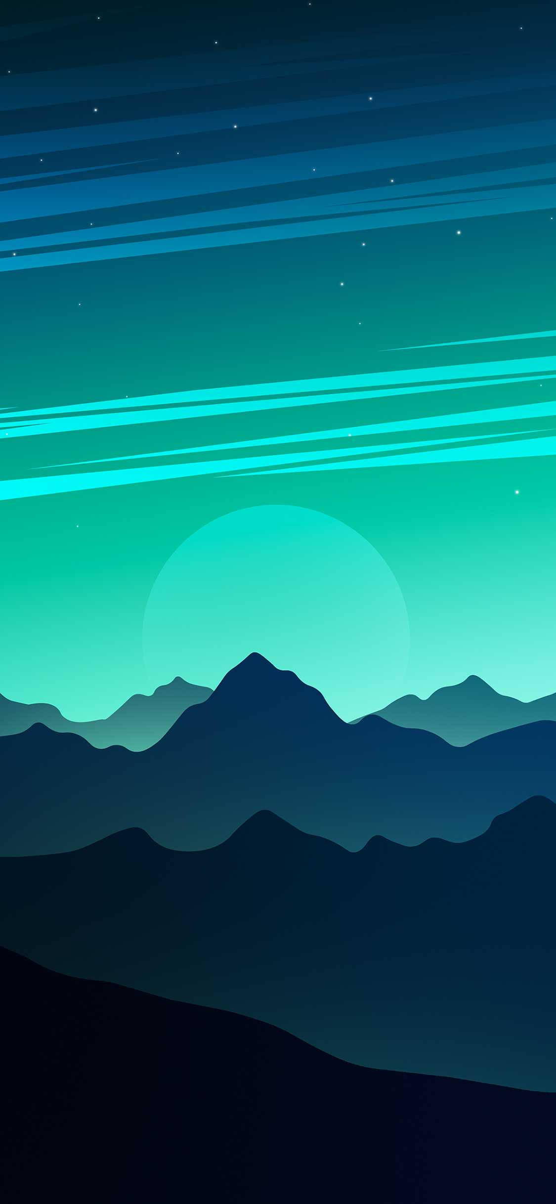 Download Teal Sky Over Mountains Ios 16 Wallpaper | Wallpapers.com
