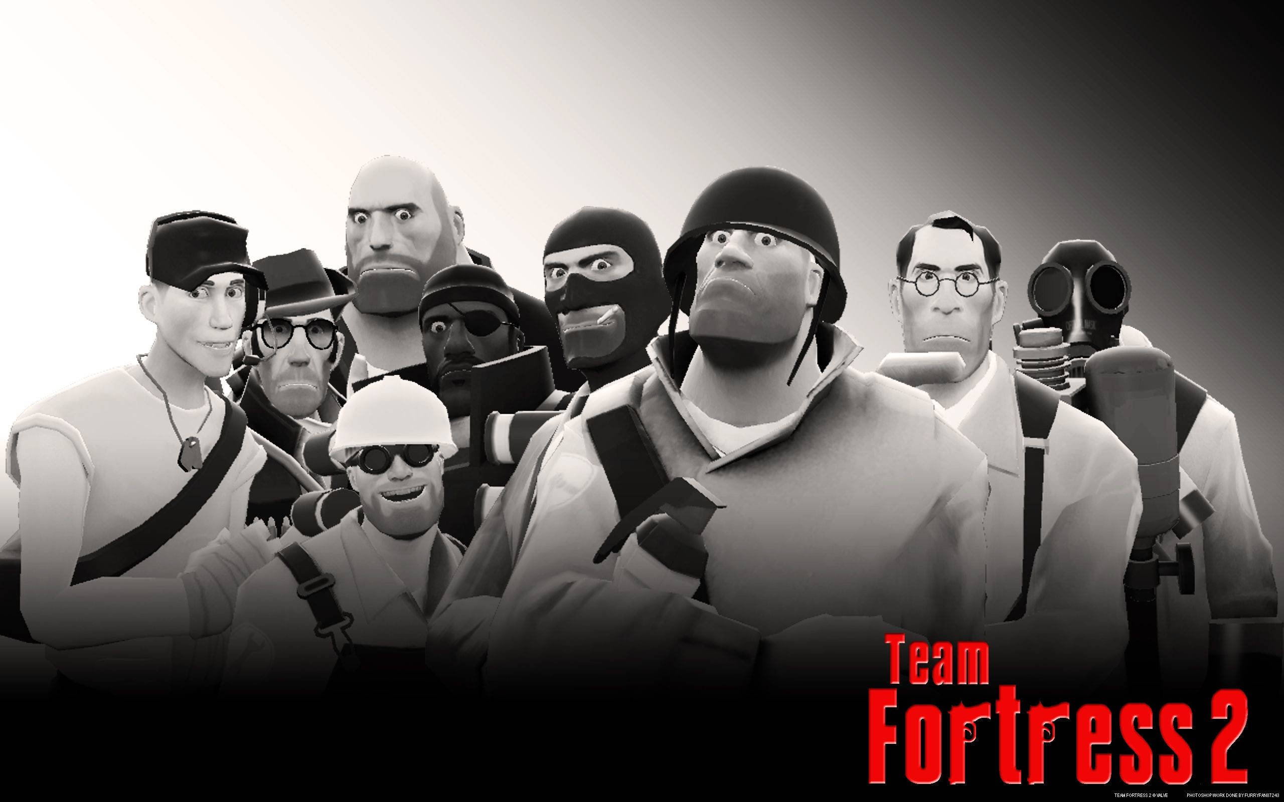 Team Fortress 2 Black And White Poster Background