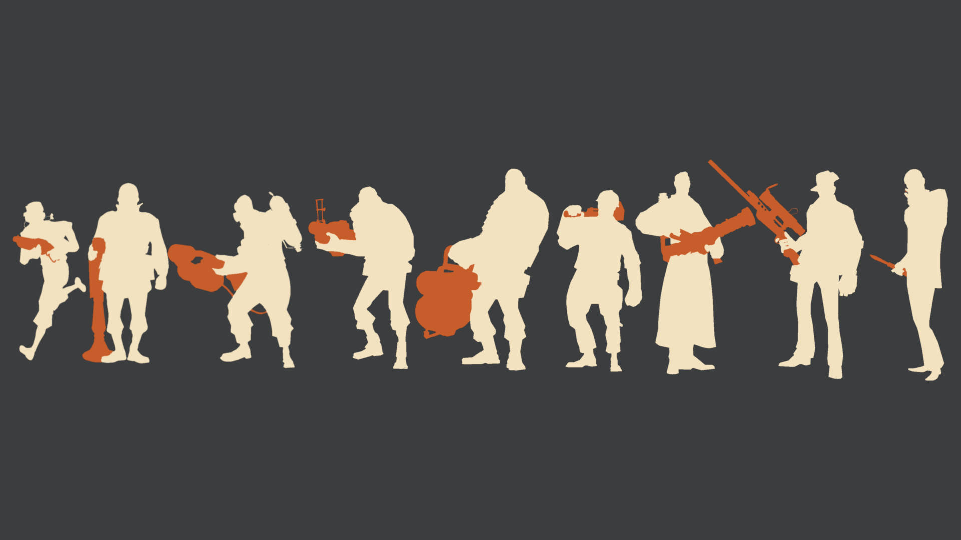Tf2 Silhouettes On Black Background Background