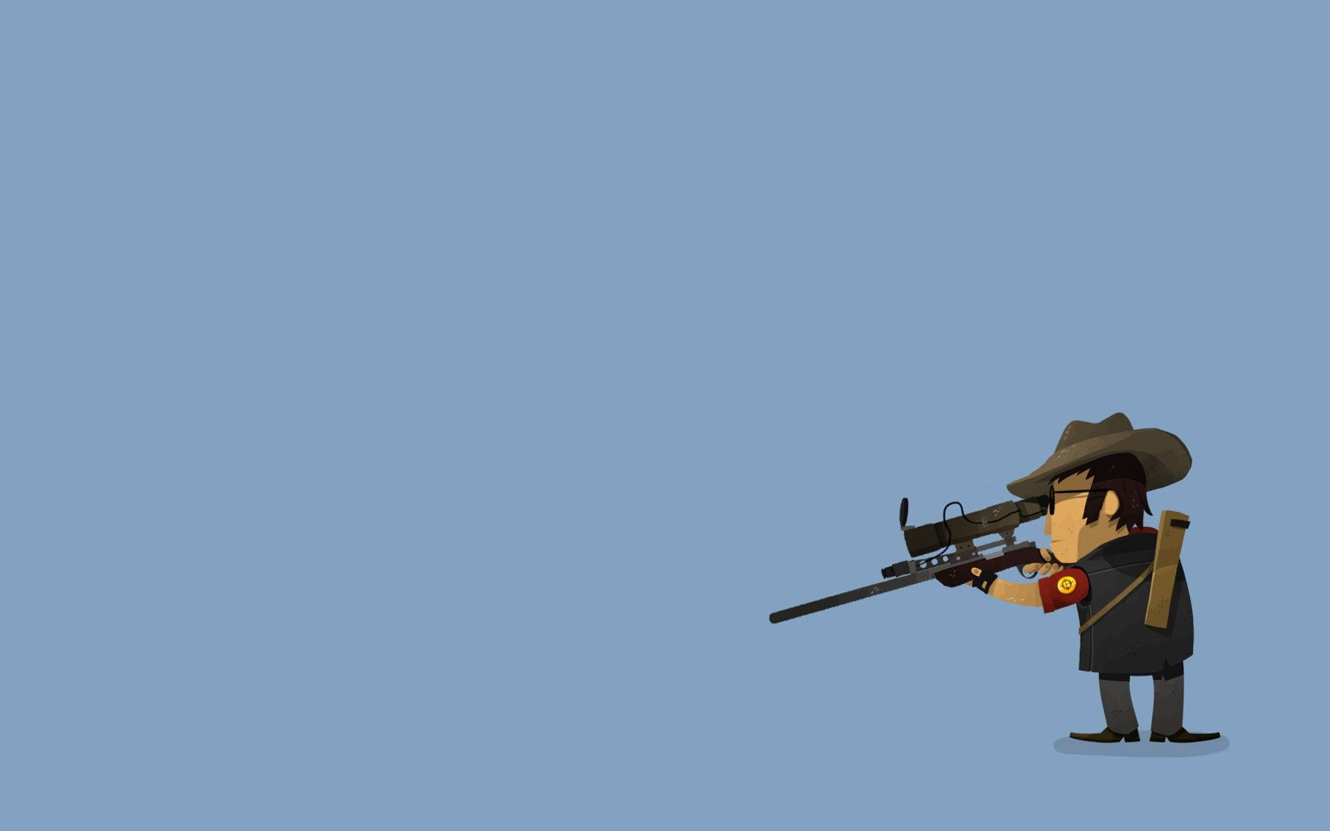 Tf2 Sniper In Blue Background Background