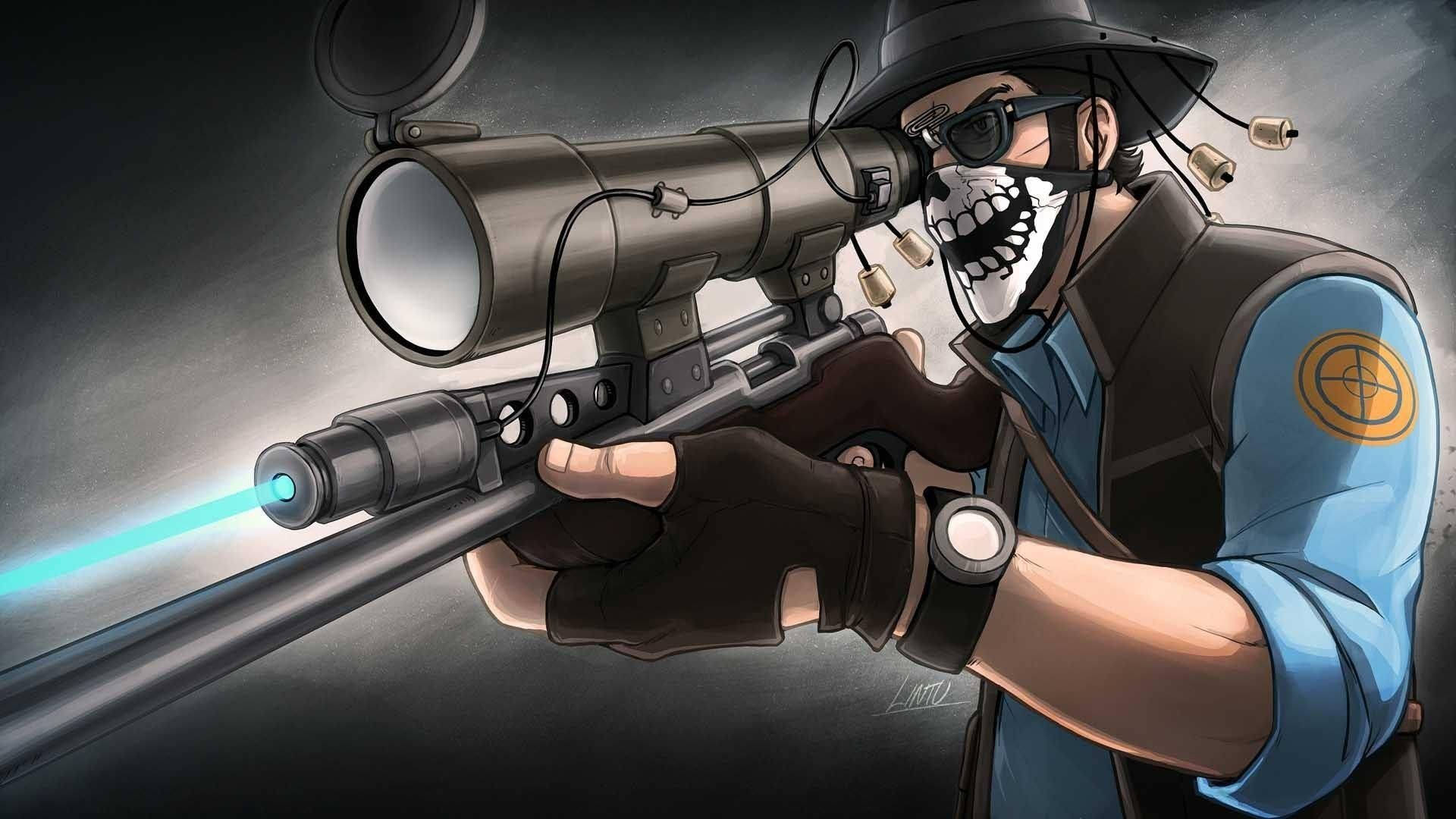 Tf2 Sniper On Black Background Background
