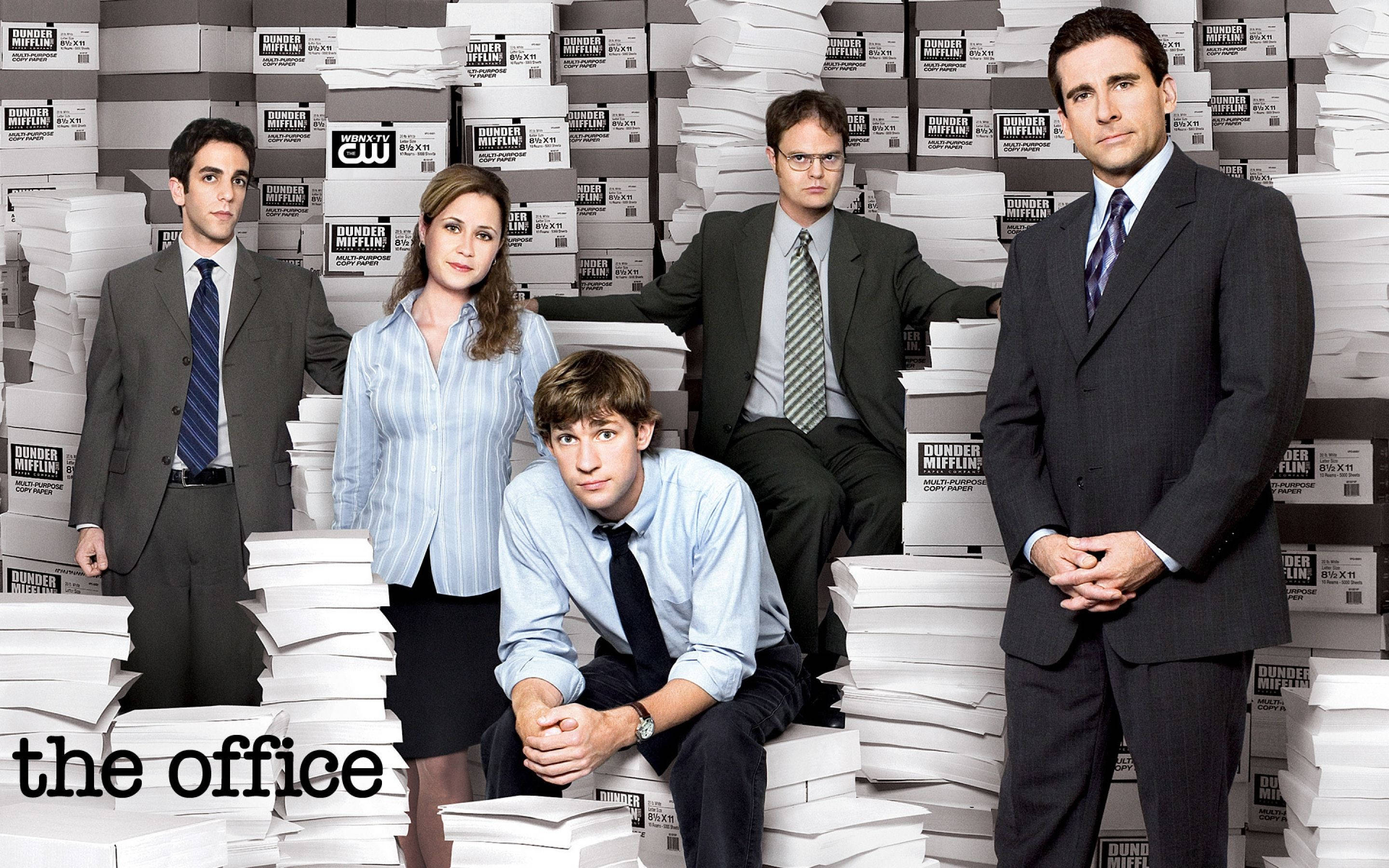 The Office Cast Paper Stack Background