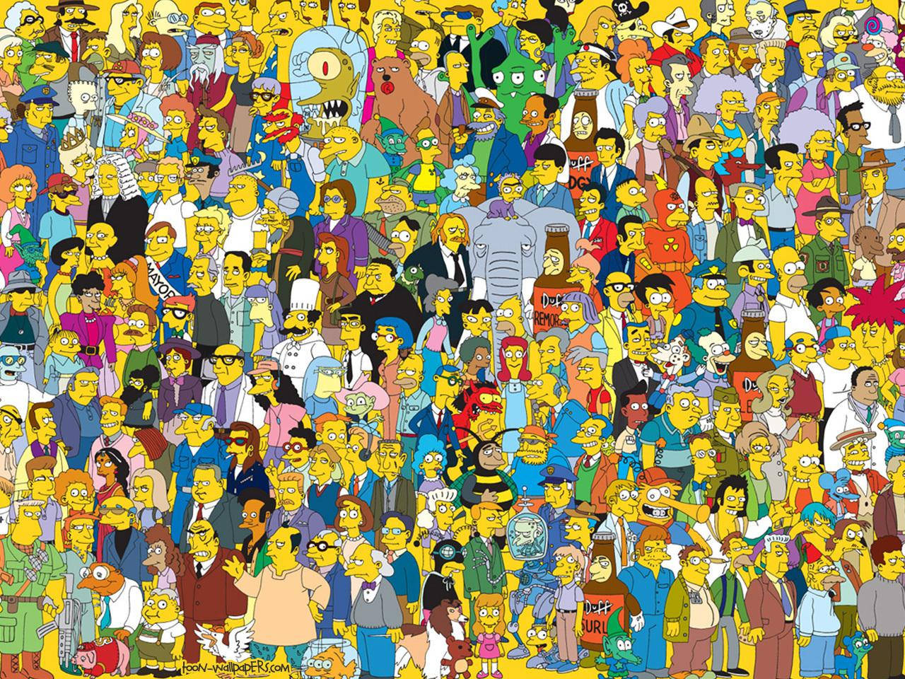 The Simpsons Complete Characters Collage Background