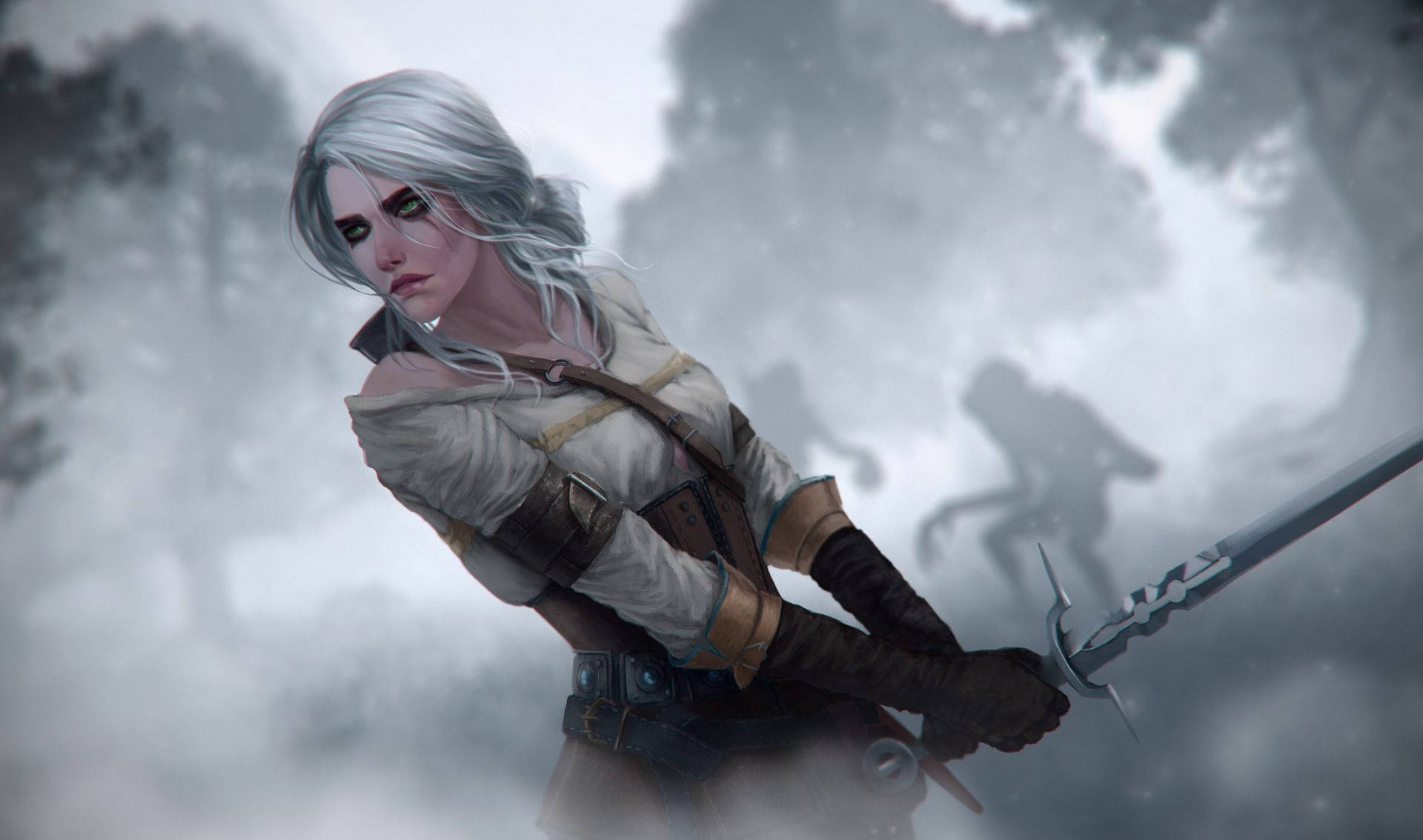 The Witcher 3 Ciri In White Forest Background