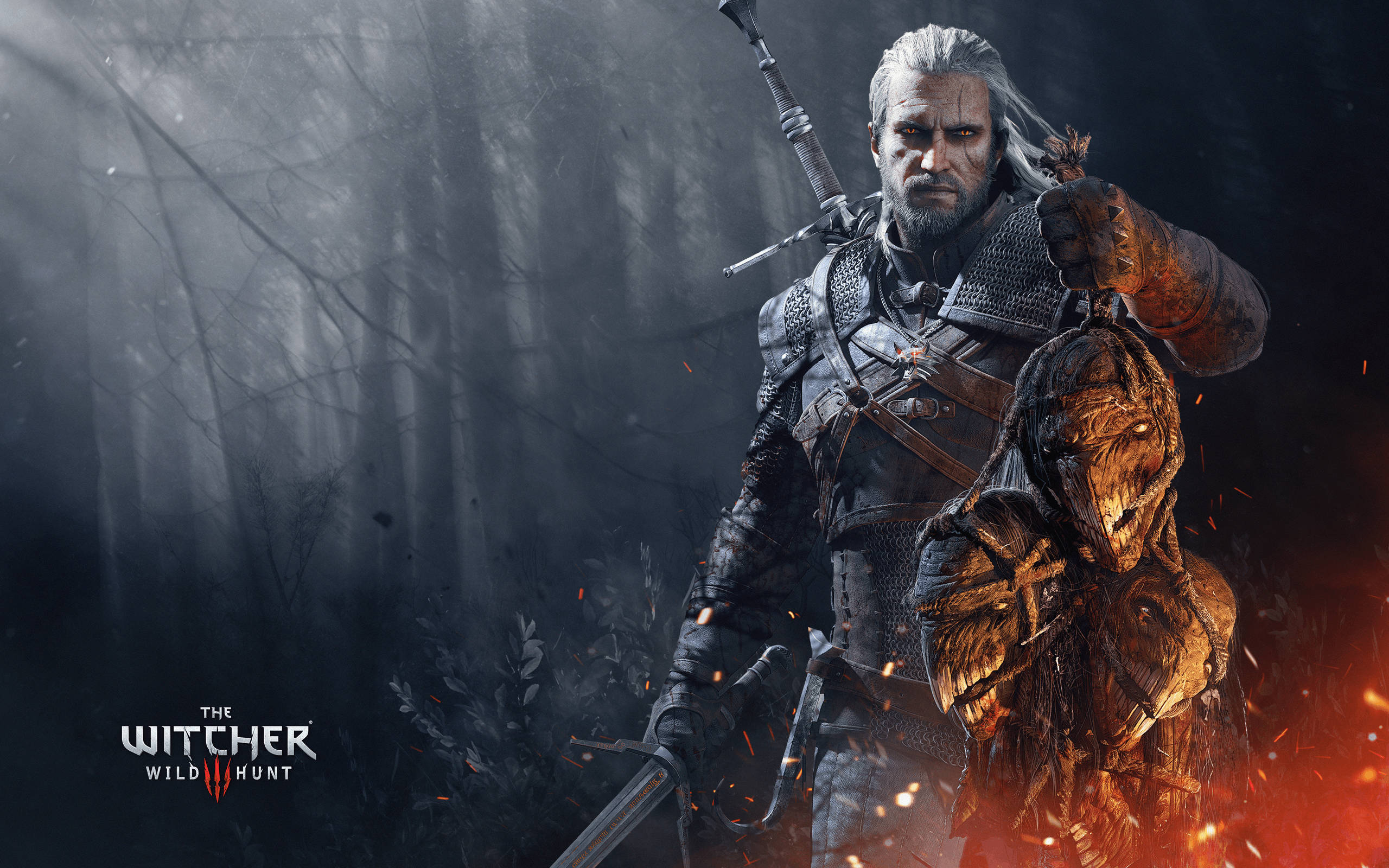 The Witcher 3 Wild Hunt Geralt With Demon Heads Background
