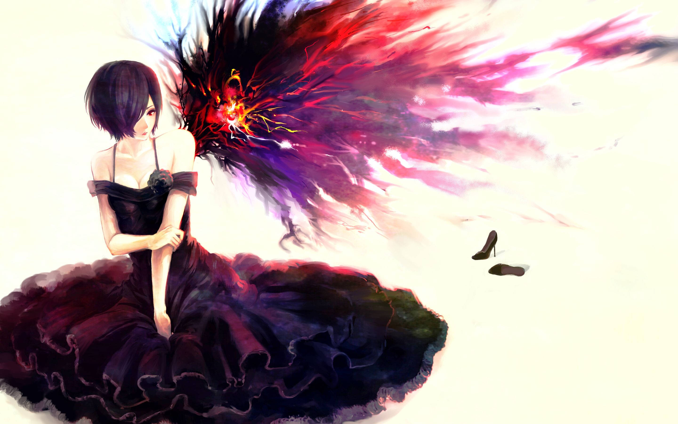 Tokyo Ghoul Touka In Black Dress Background