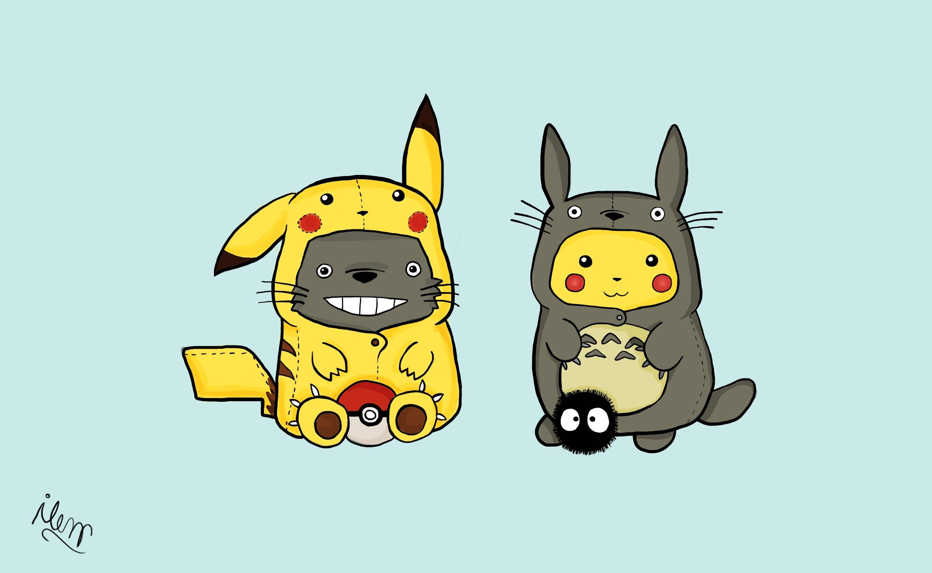 Totoro And Pikachu Exchange Background