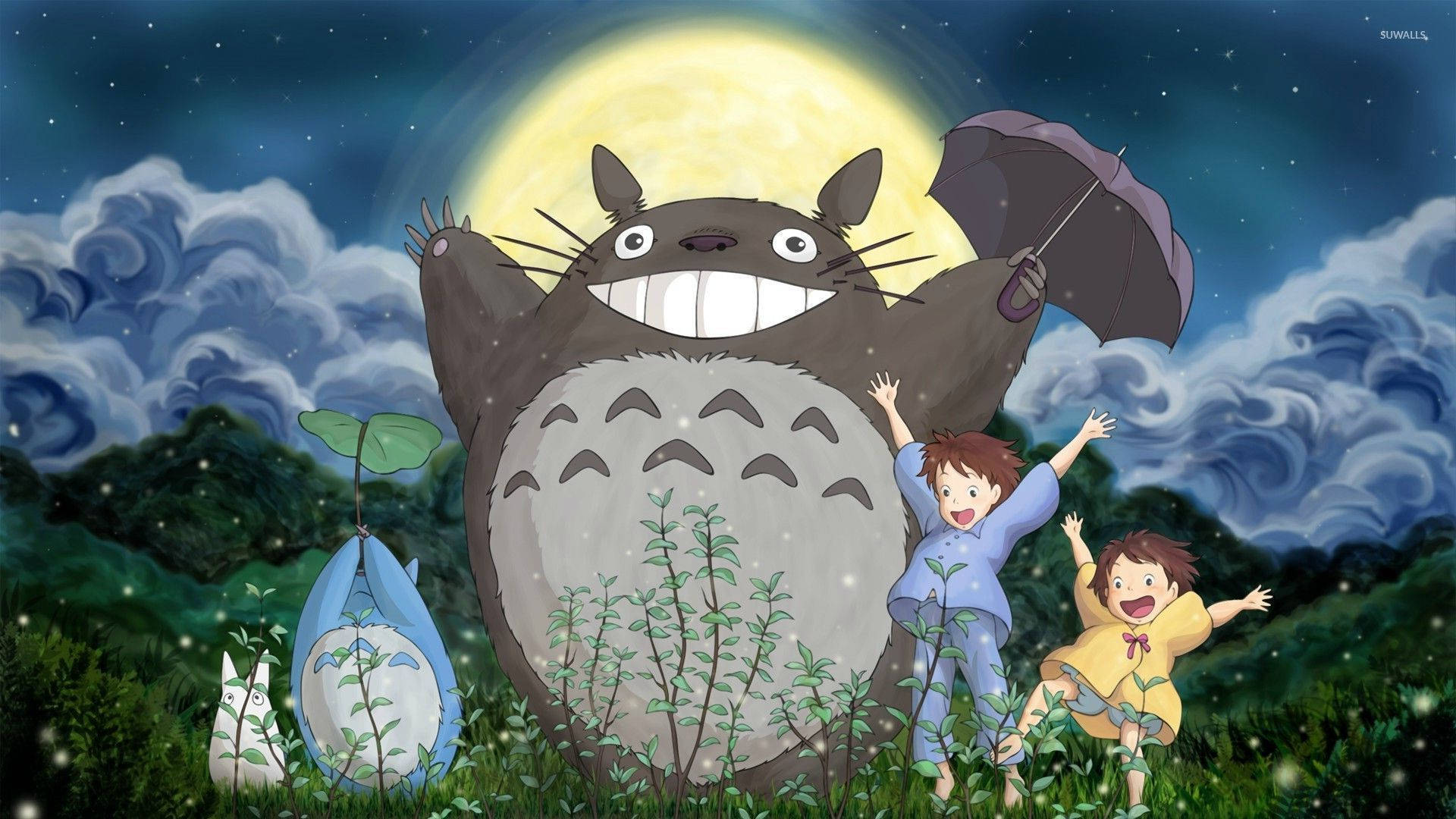 Totoro Kids Moon Field Background