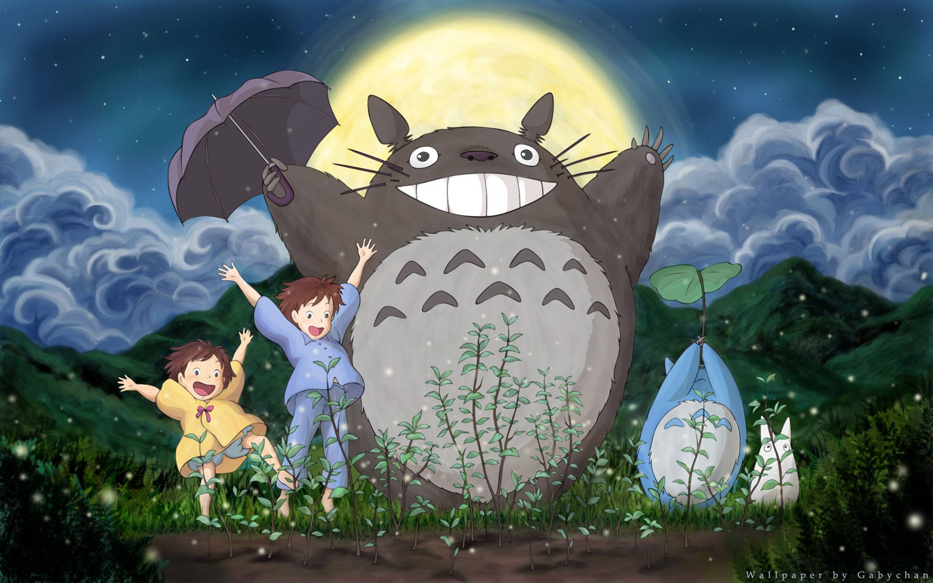 Totoro Kids Moon Jump Background