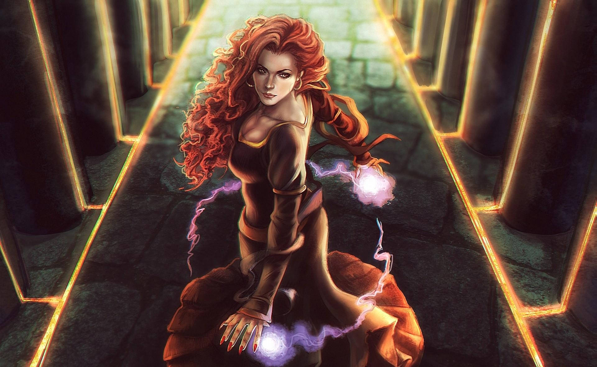 Triss Merigold Magic Power Fan Art Background