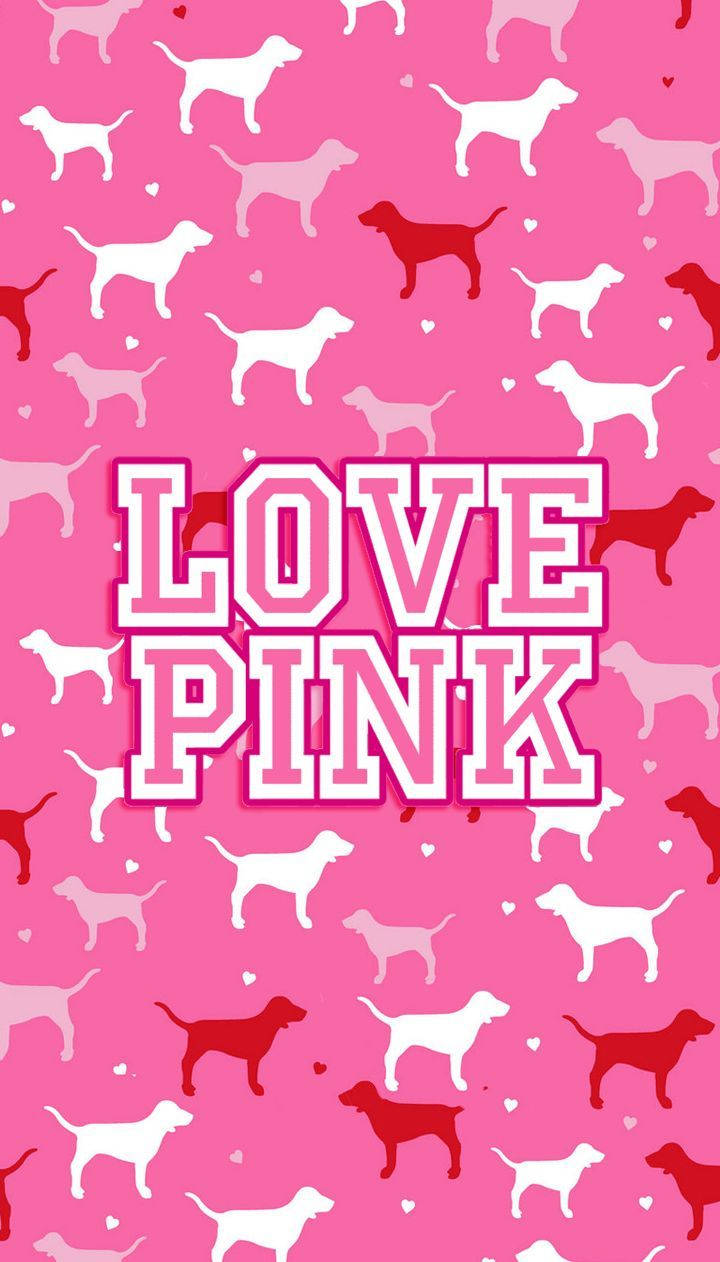 Secret Love Pink Dog Pattern Wallpaper