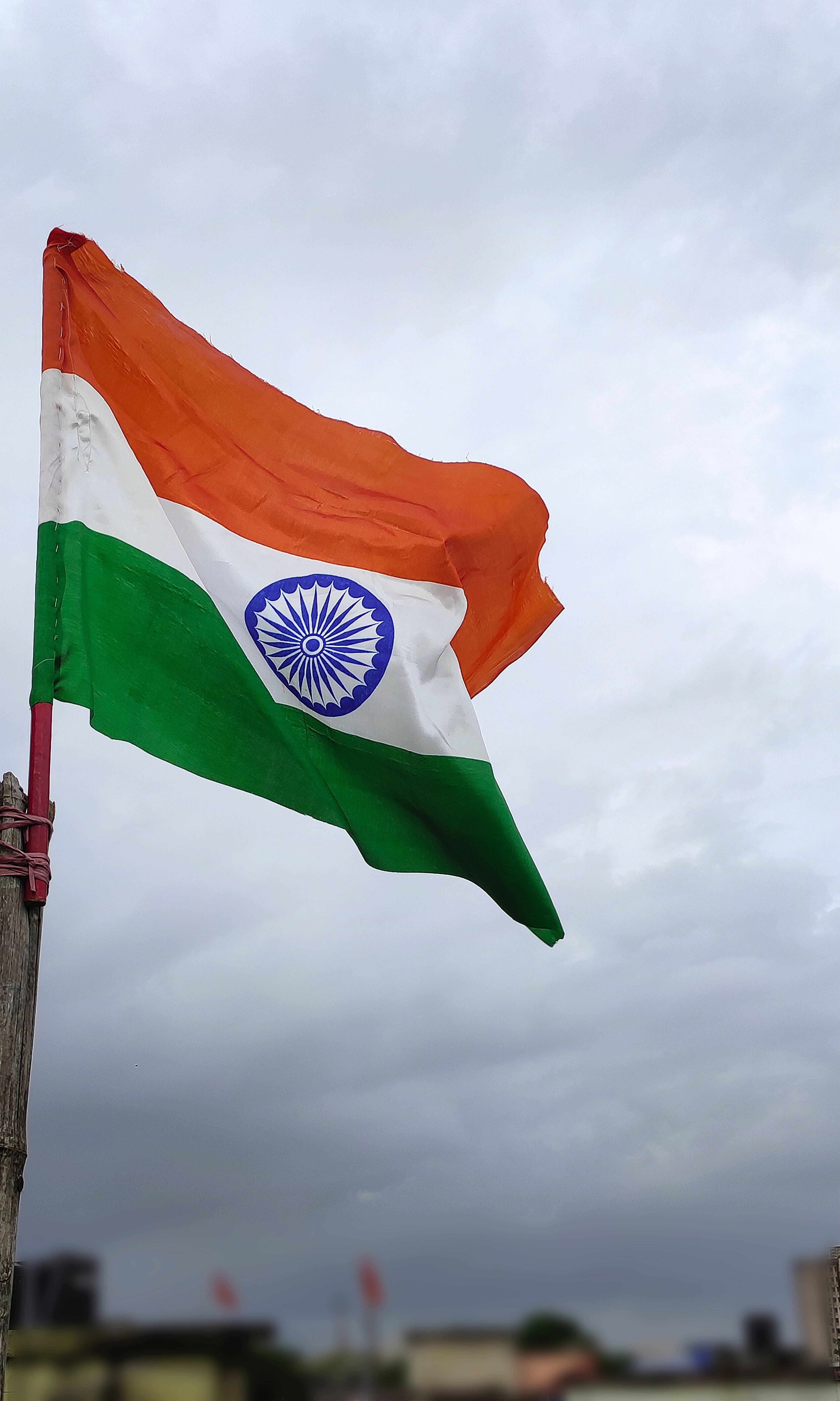Download Waving On Pole Indian Flag 4k Wallpaper 