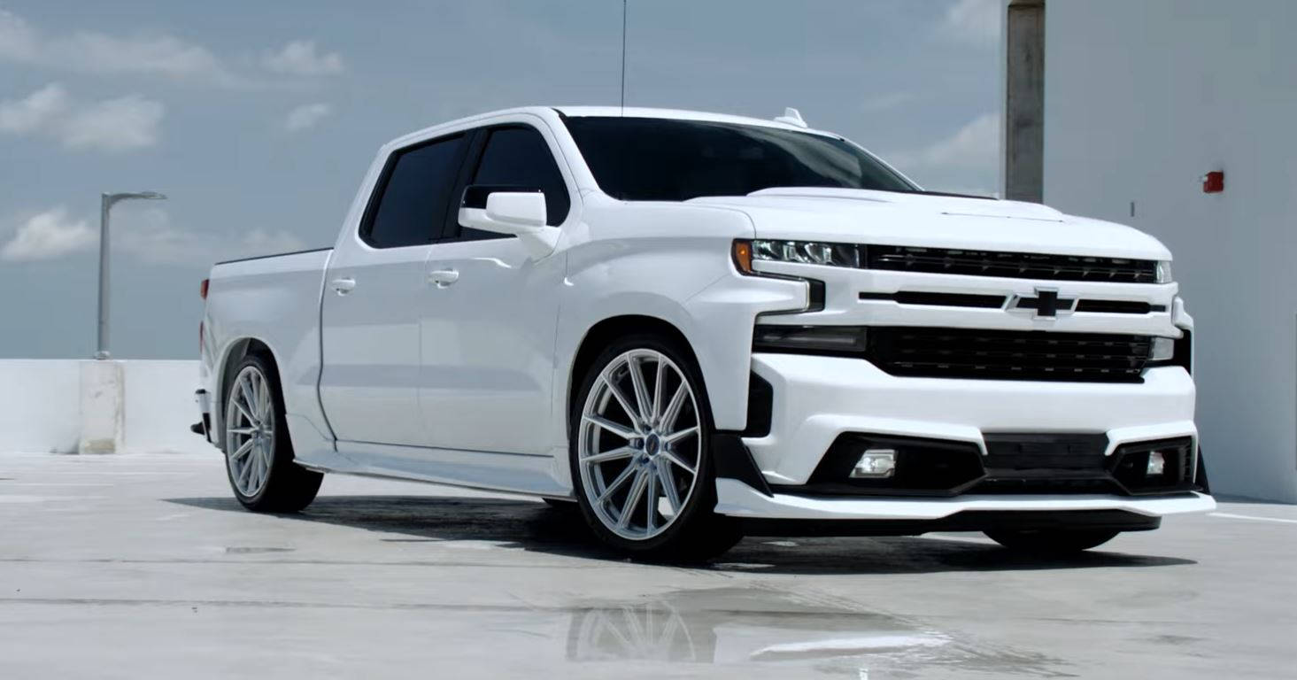 White Chevy Dropped Truck Wallpaper
