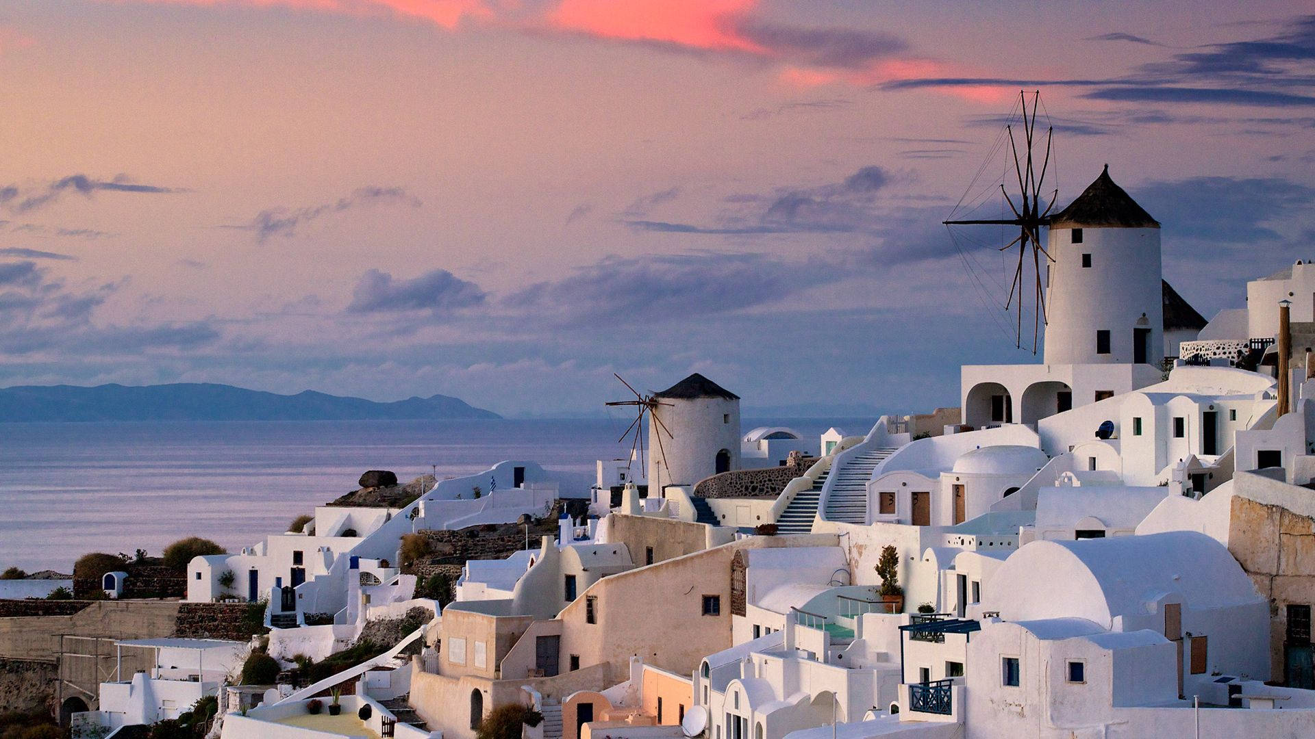 Whitewashed City Houses In Greece Background