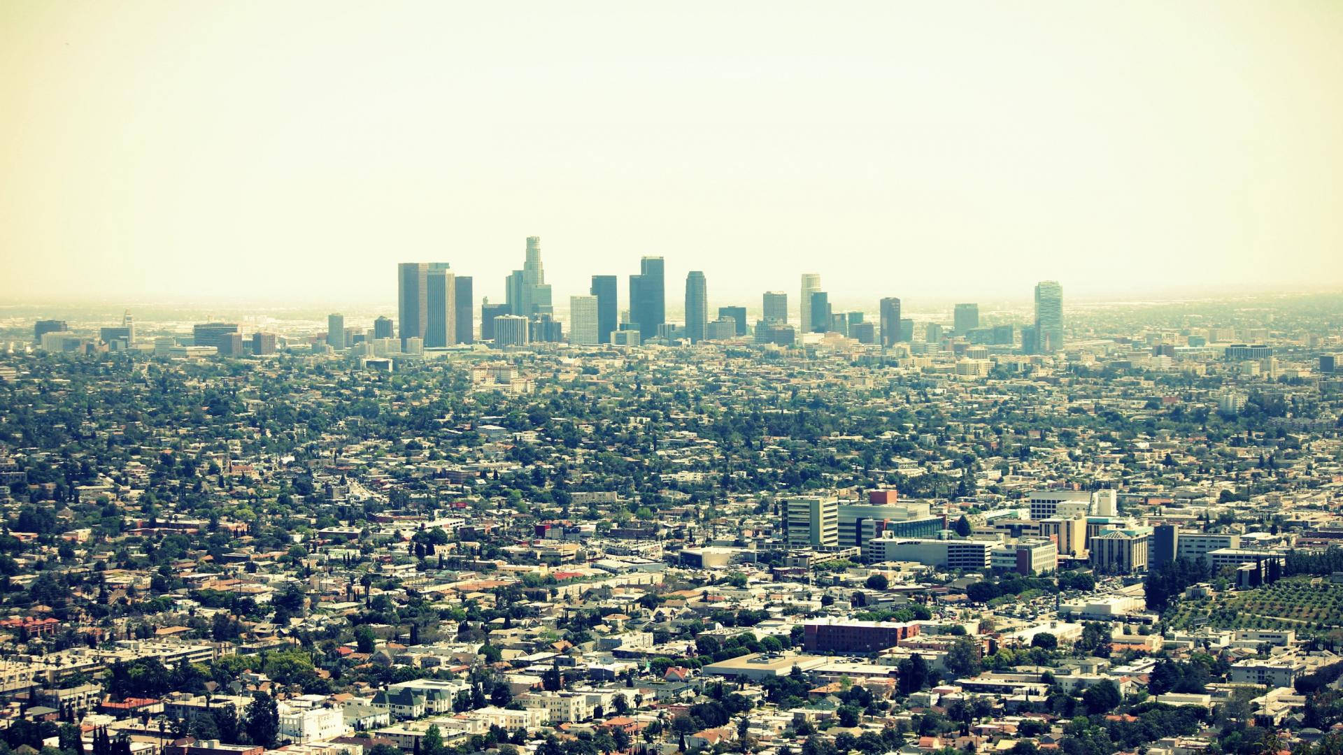 Wide View Of Los Angeles Skyline Background
