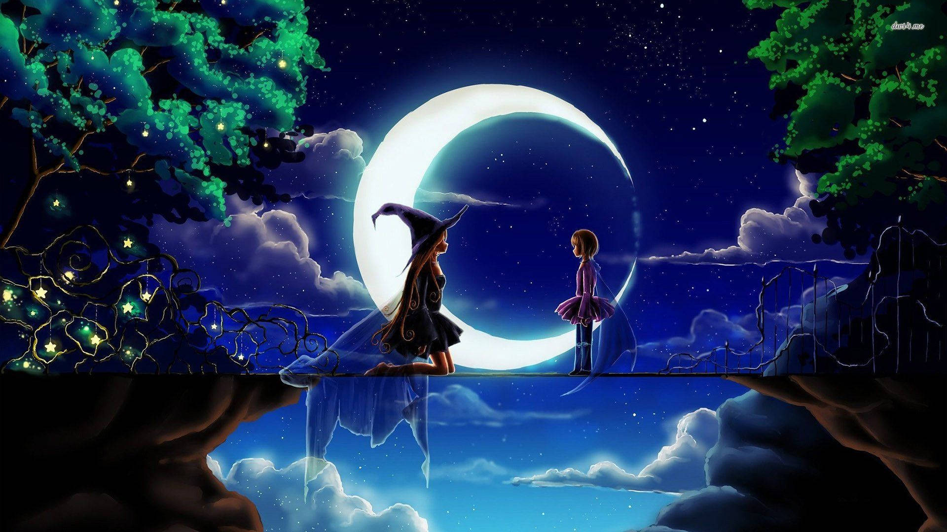 Witch And Girl Magical Background